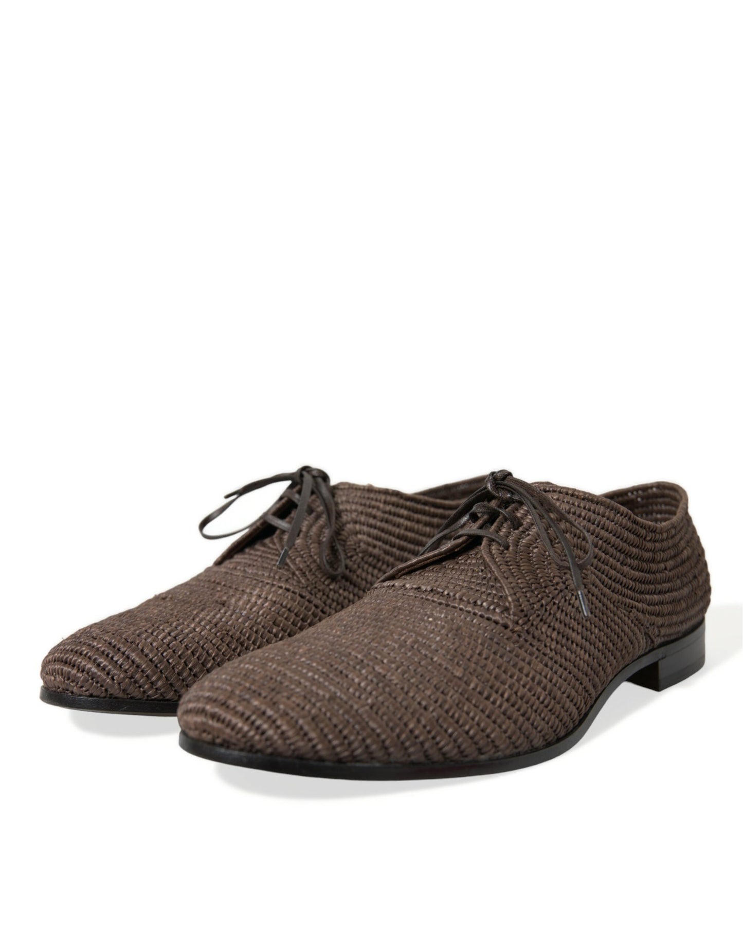 Dolce &amp; Gabbana Elegant Derby Shoes with Raffia Upper - Lace-up Shoes in Brown