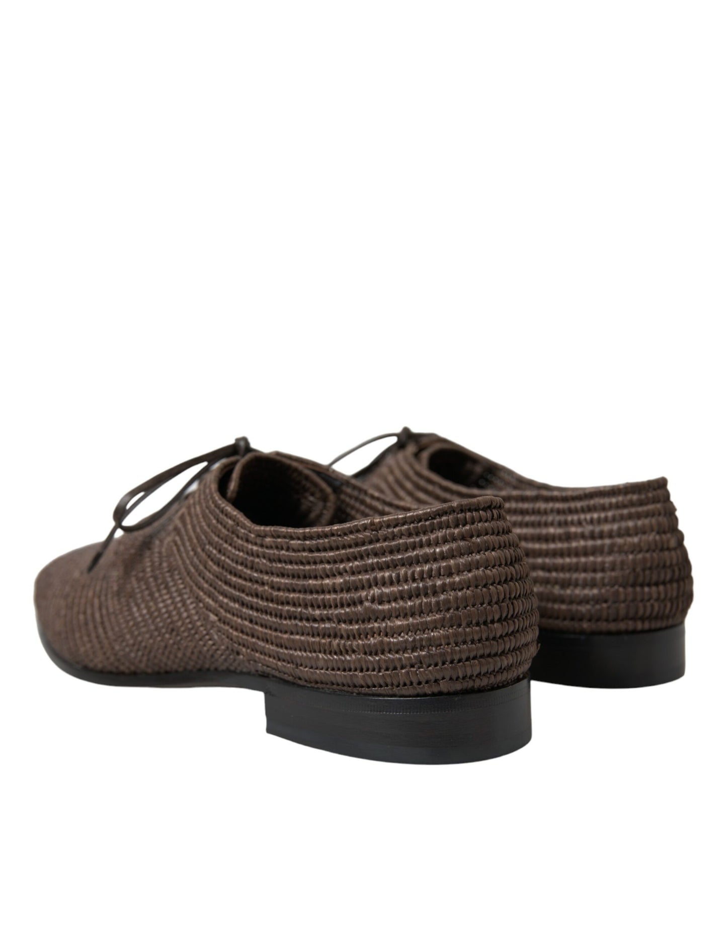 Dolce &amp; Gabbana Elegant Derby Shoes with Raffia Upper - Lace-up Shoes in Brown