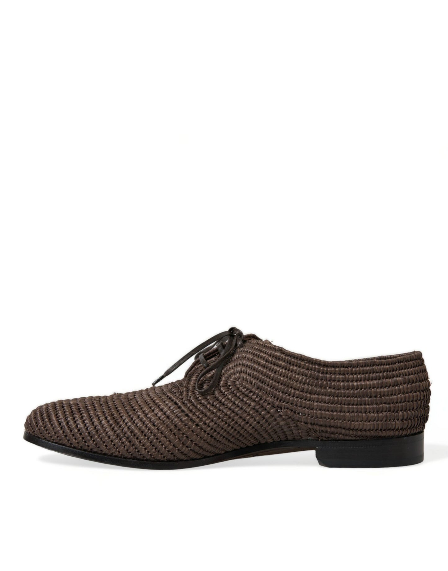 Dolce &amp; Gabbana Elegant Derby Shoes with Raffia Upper - Lace-up Shoes in Brown