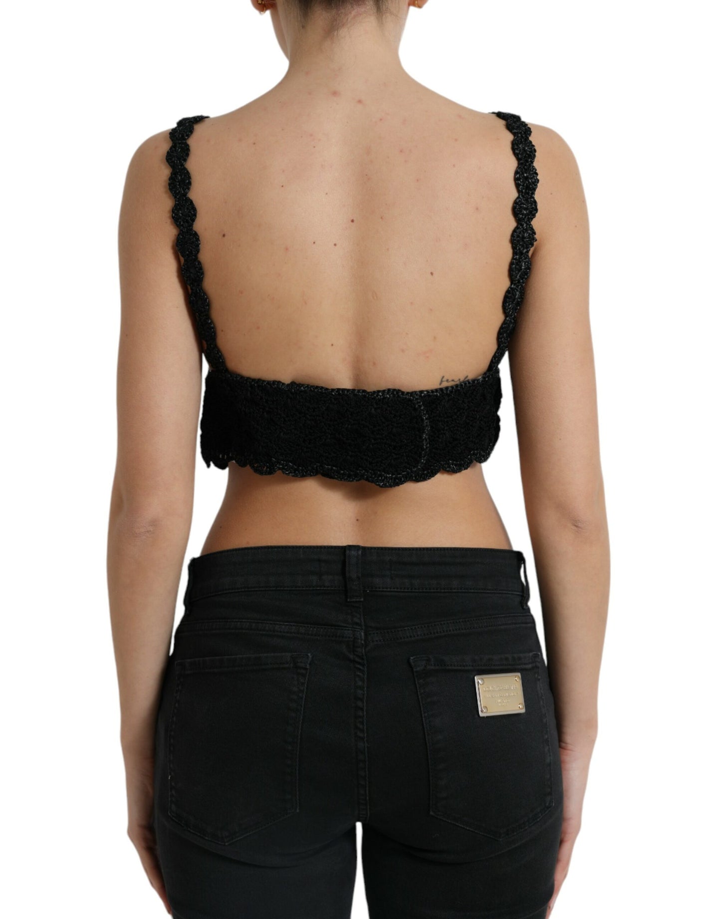 Dolce &amp; Gabbana Elegant Black Crochet Corset Top