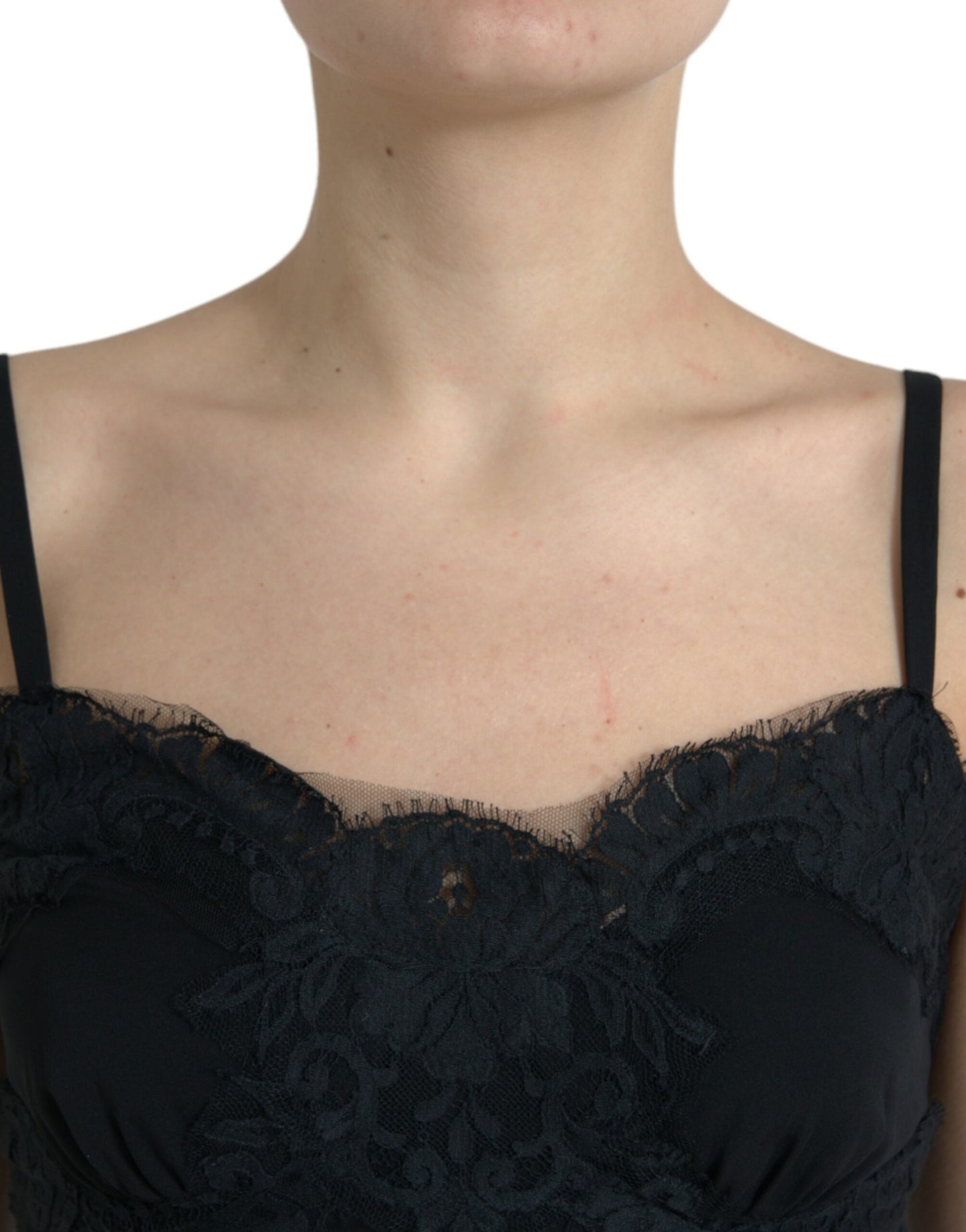 Dolce &amp; Gabbana Elegant Black Silk Lace Tank Top