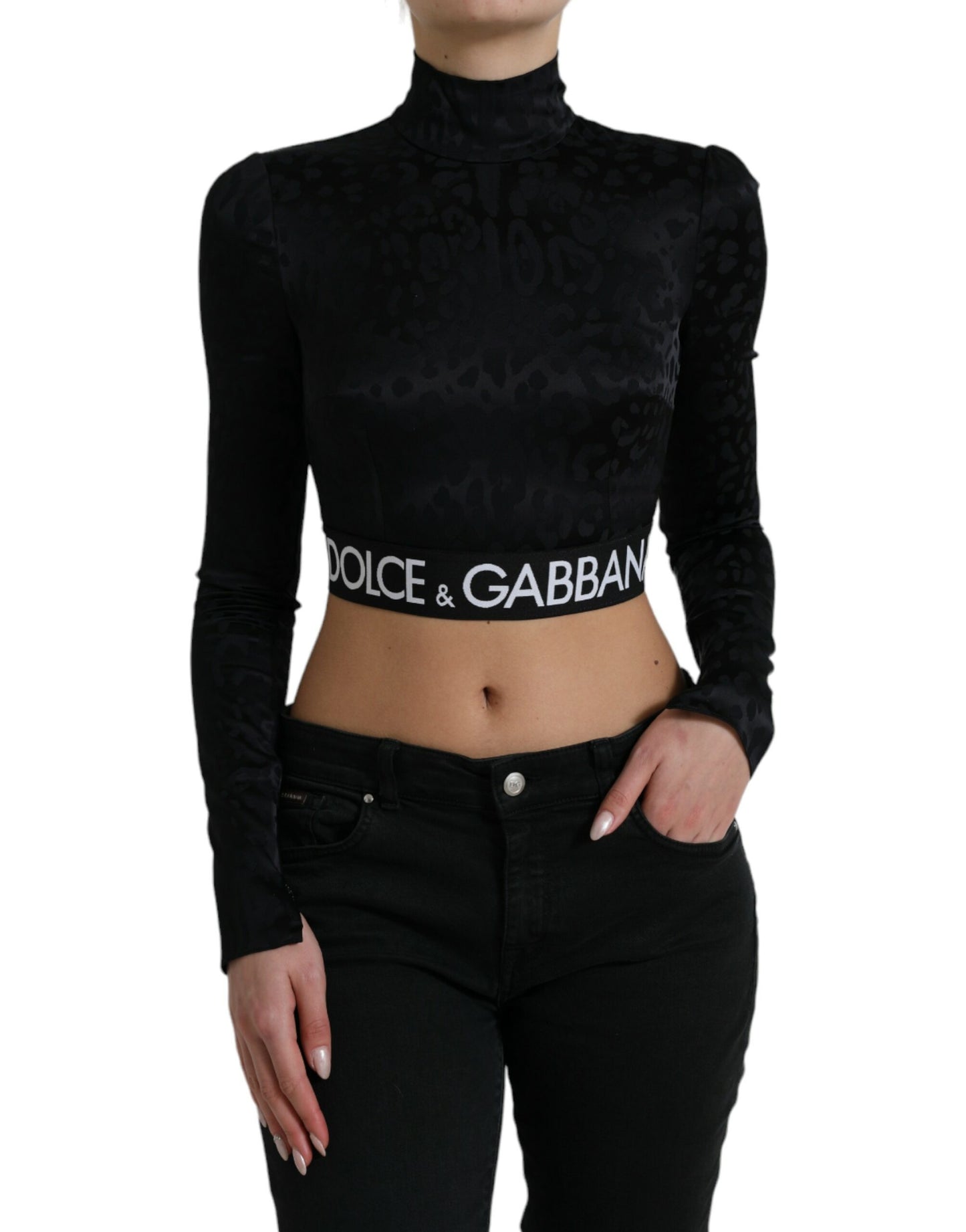 Dolce &amp; Gabbana Elegant Black Cropped Top with Zip Closure