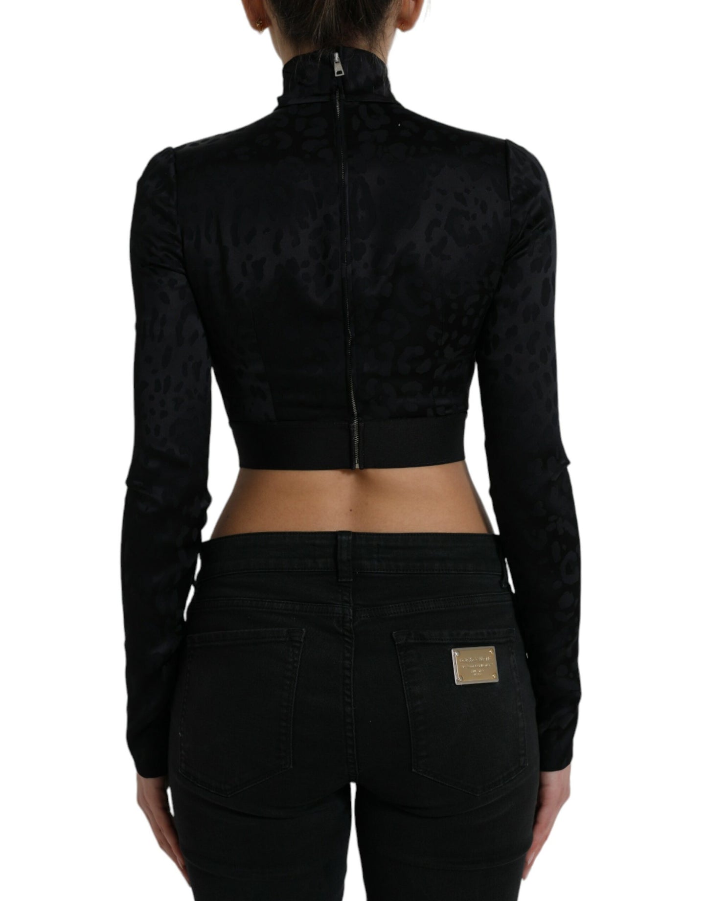 Dolce &amp; Gabbana Elegant Black Cropped Top with Zip Closure