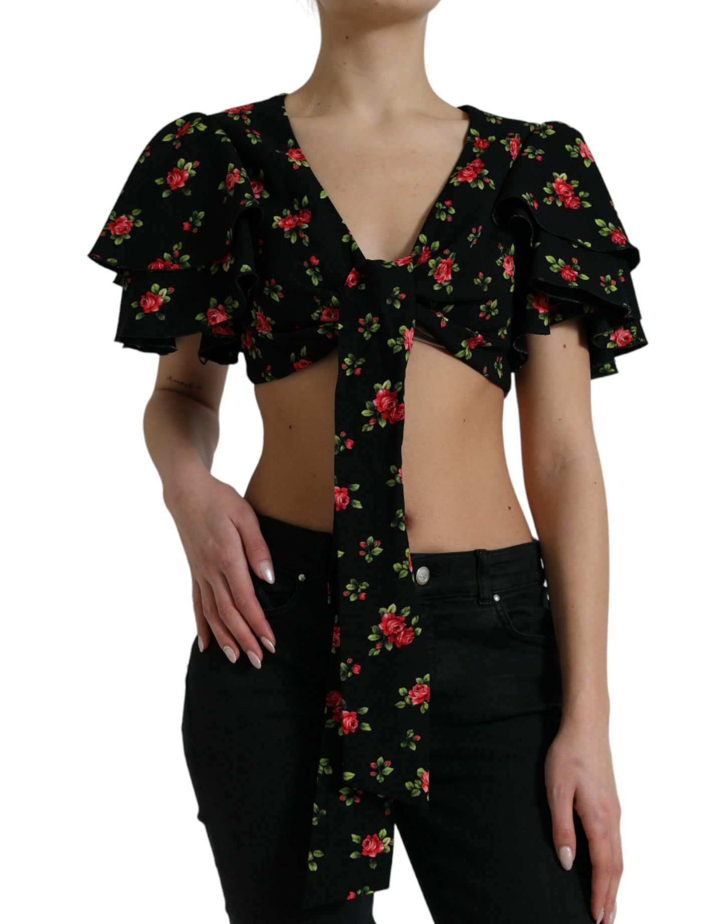 Dolce &amp; Gabbana Cropped Floral Print Top Luxe Fashion