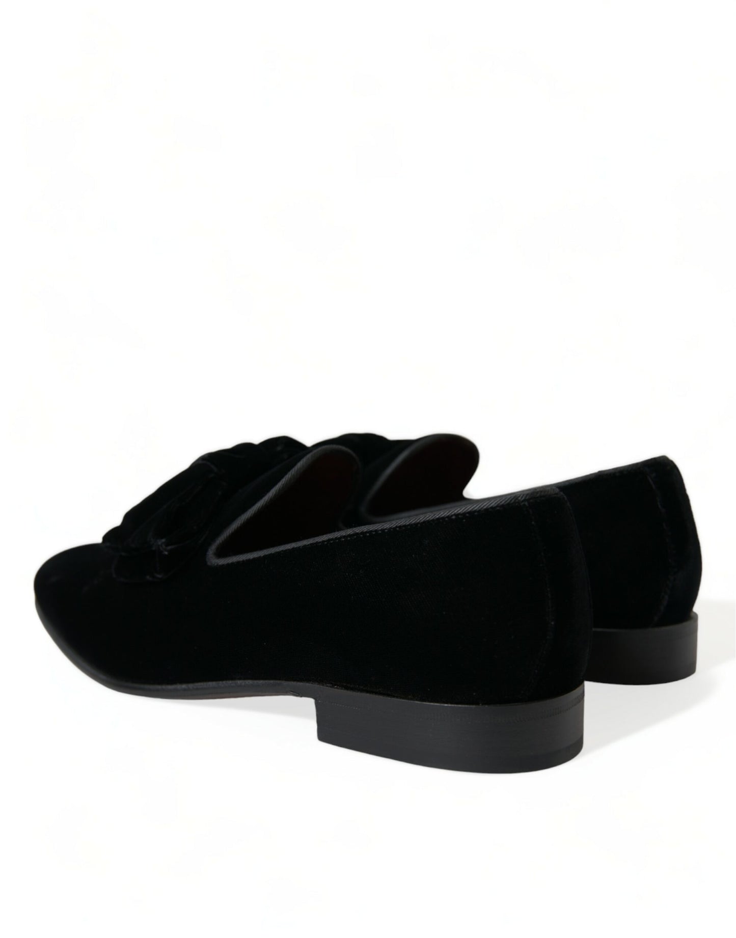 Dolce &amp; Gabbana Elegant Black Velvet Loafers - Men's Luxury Shoes