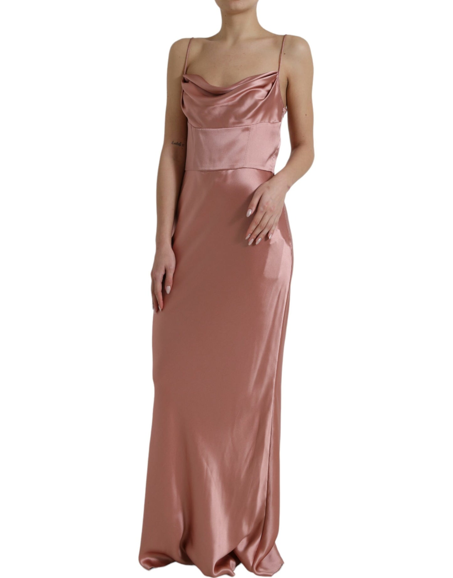 Dolce & Gabbana Elegantes langes Seidenkleid in Rosa