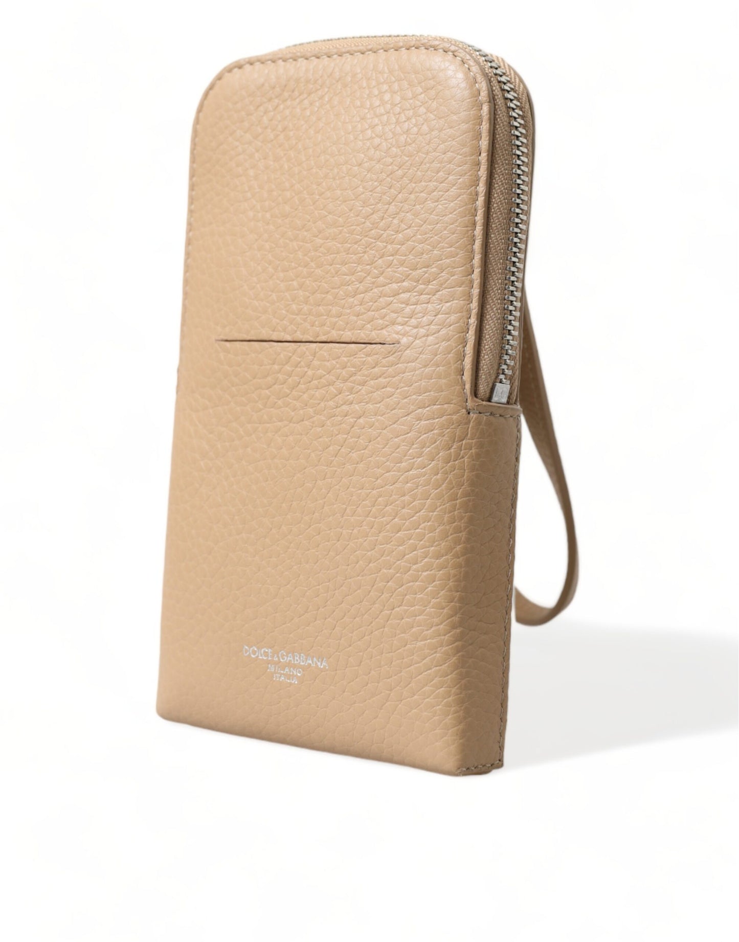 Dolce &amp; Gabbana Elegant Beige Leather Crossbody Phone Bag