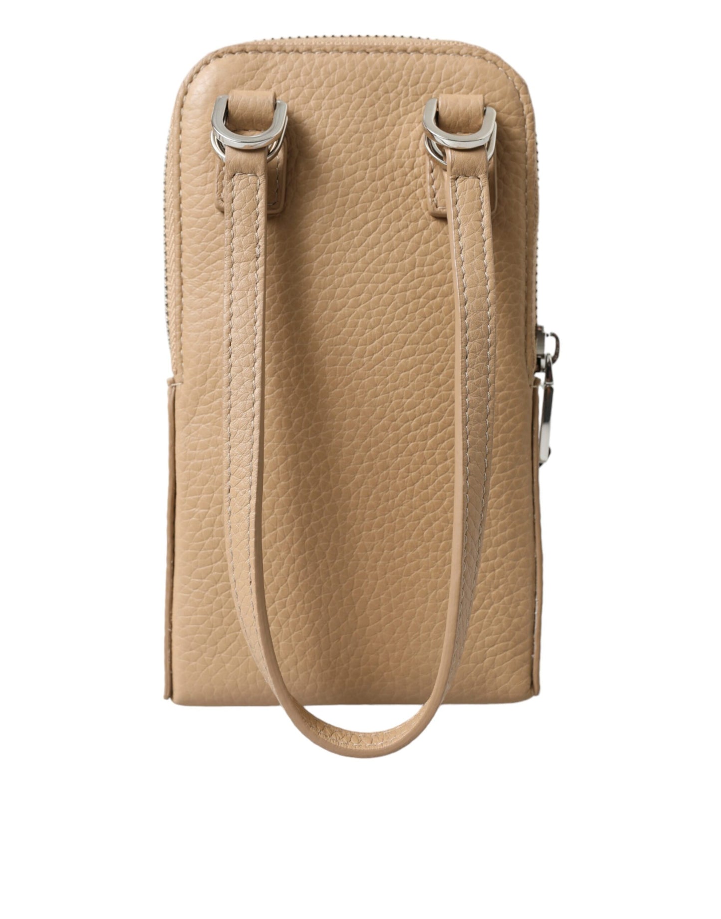 Dolce &amp; Gabbana Elegant Beige Leather Crossbody Phone Bag