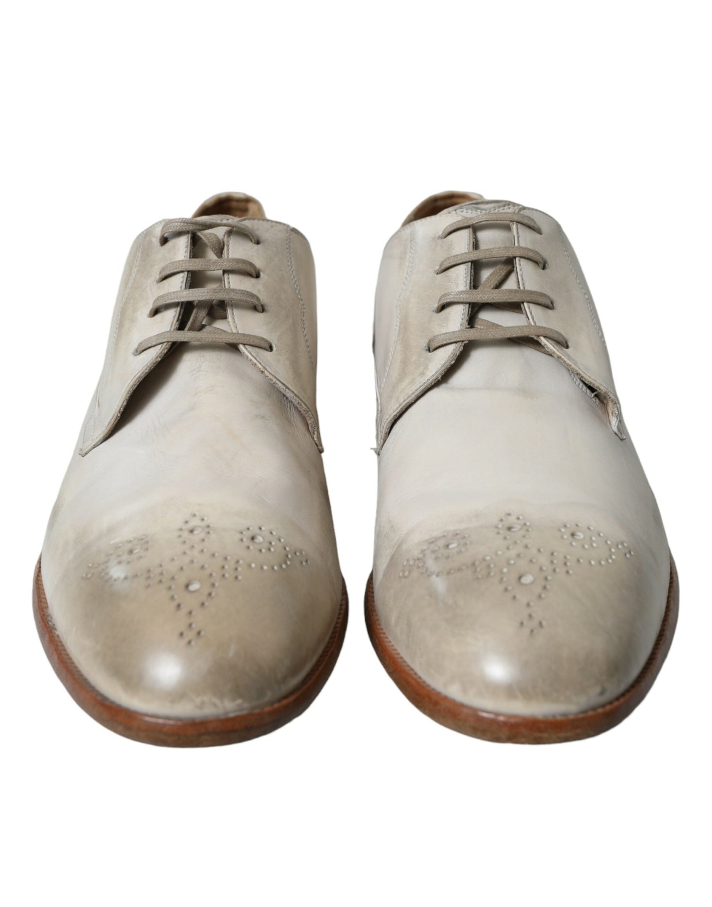 Dolce &amp; Gabbana Elegant Derby Shoes in White Calfskin