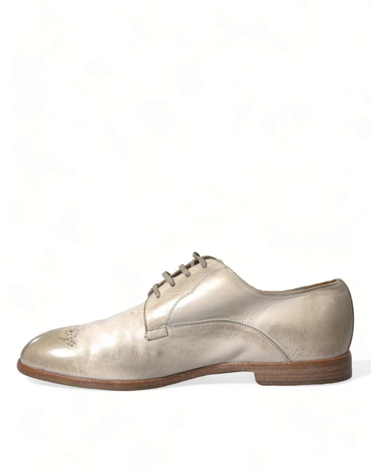 Dolce &amp; Gabbana Elegant Derby Shoes in White Calfskin