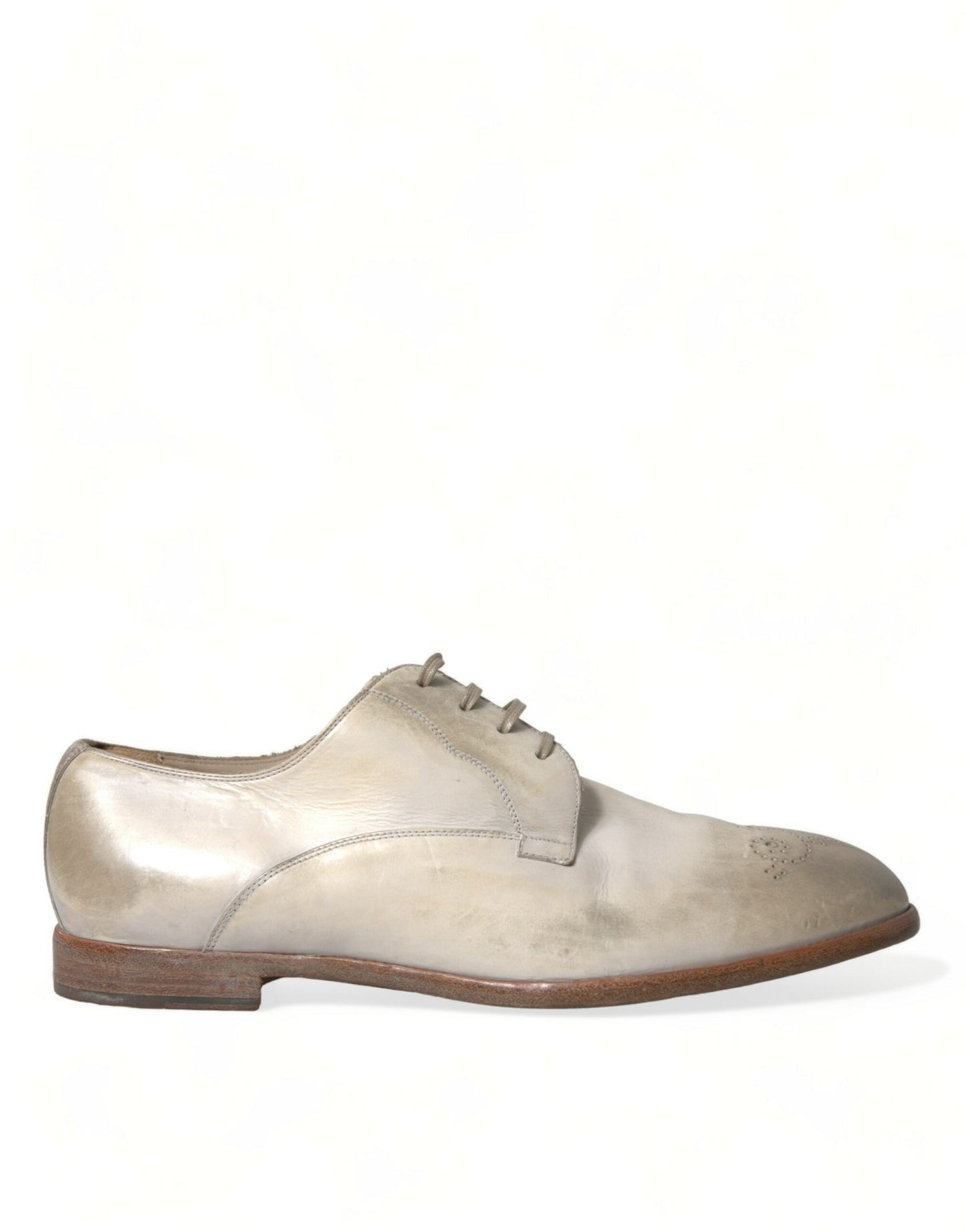 Dolce &amp; Gabbana Elegant Derby Shoes in White Calfskin