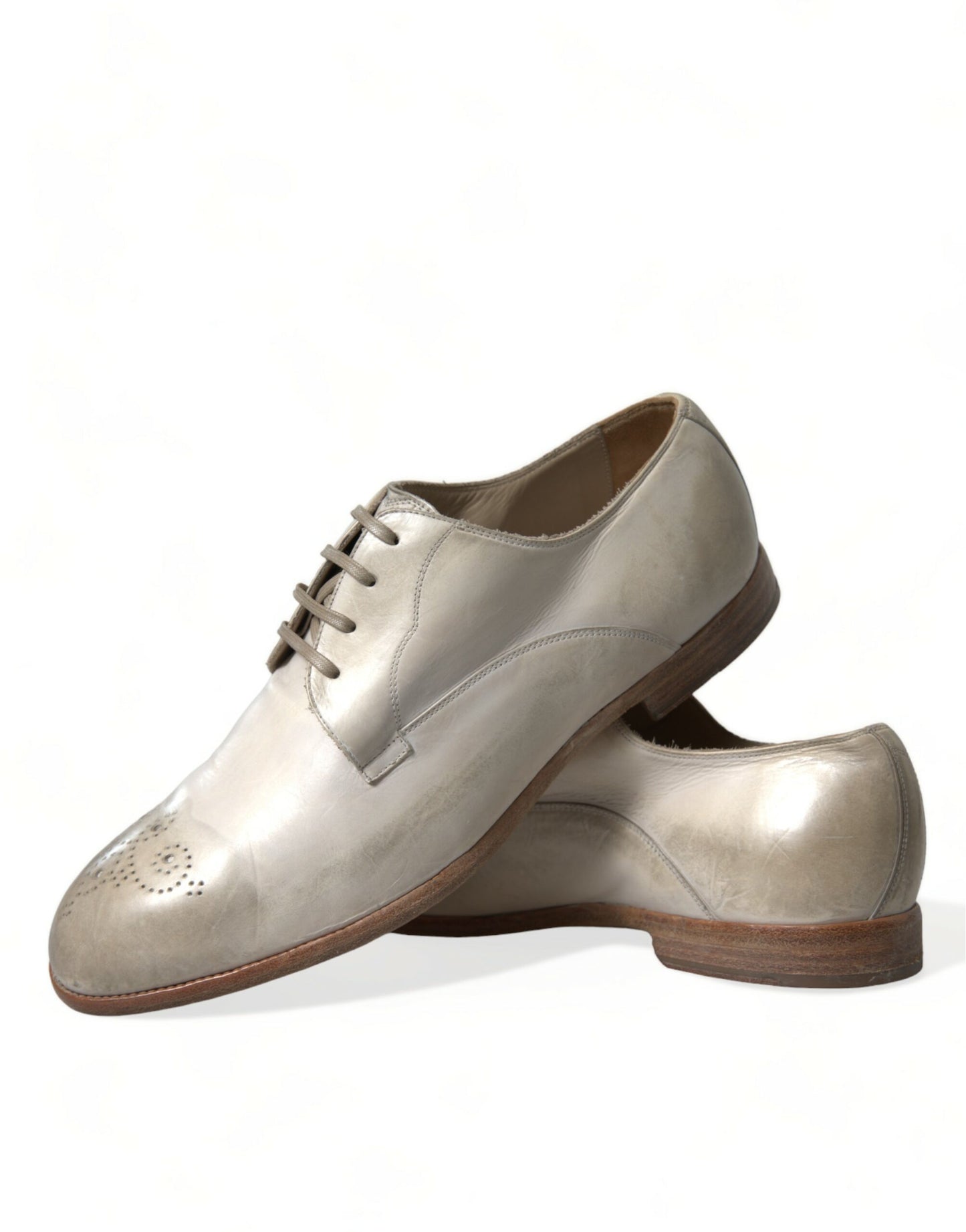 Dolce &amp; Gabbana Elegant Derby Shoes in White Calfskin