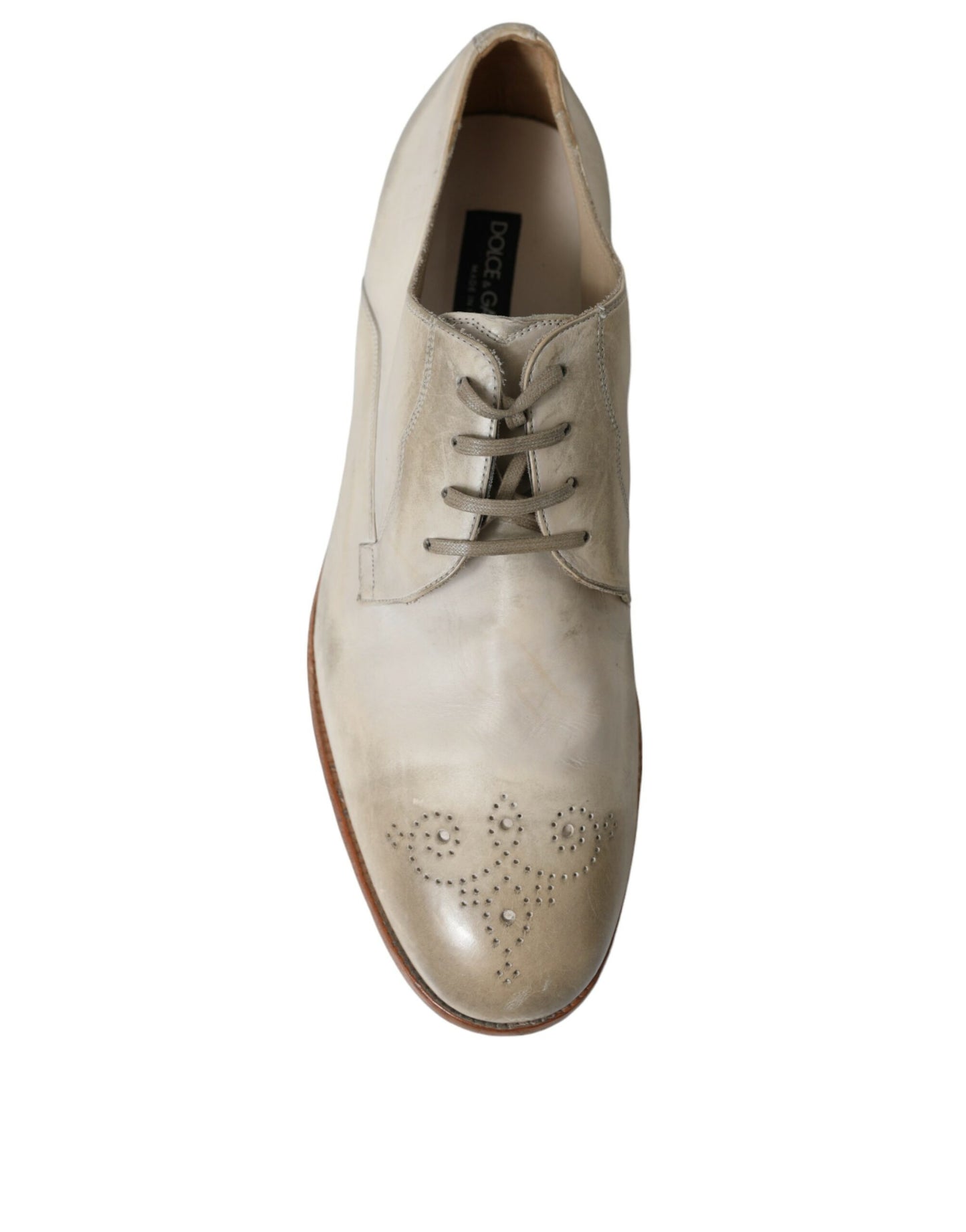 Dolce &amp; Gabbana Elegant Derby Shoes in White Calfskin