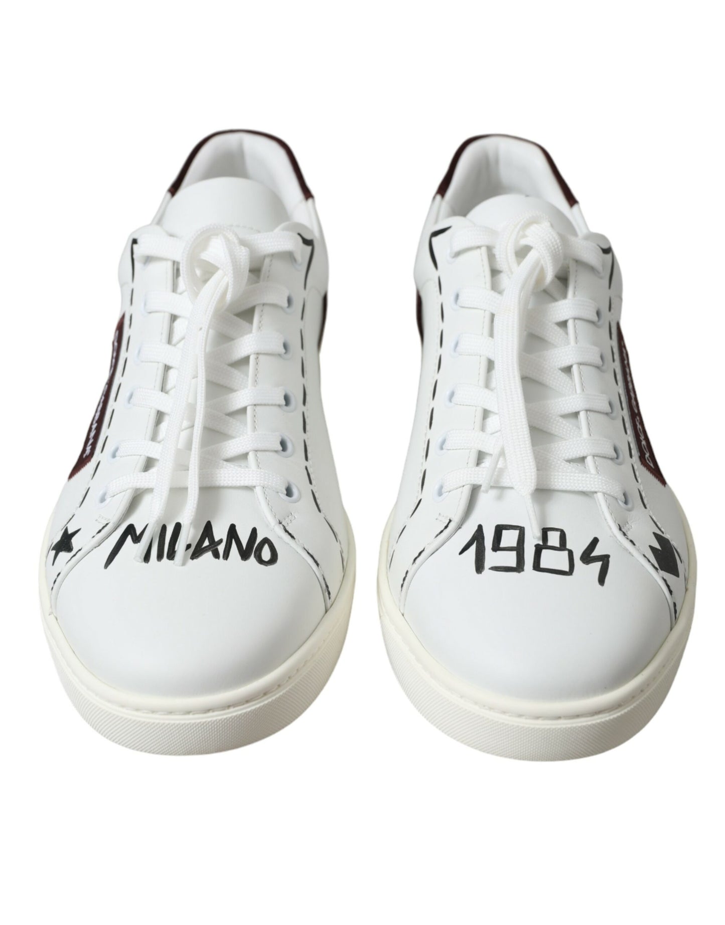 Dolce &amp; Gabbana Exclusive White Bordeaux Low Top Sneakers