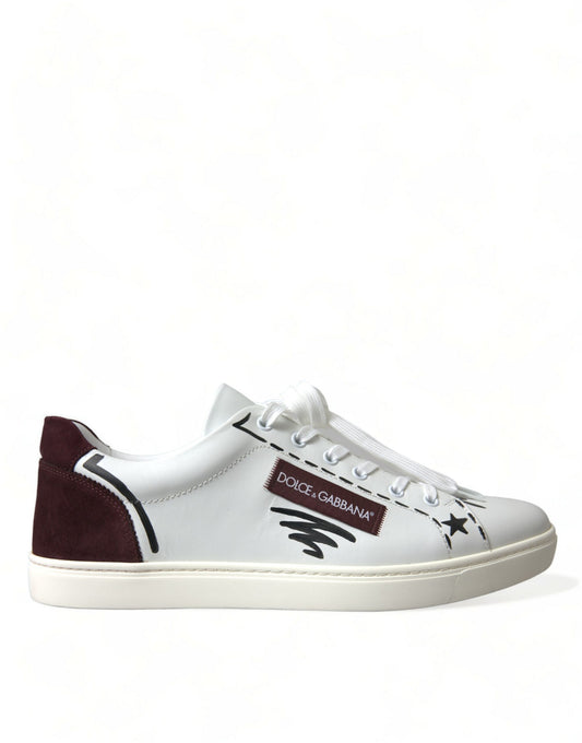 Dolce &amp; Gabbana Exclusive White Bordeaux Low Top Sneakers