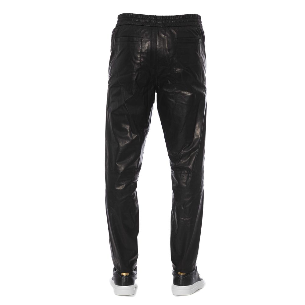 Trussardi Schwarzes Leder Herrenhosen