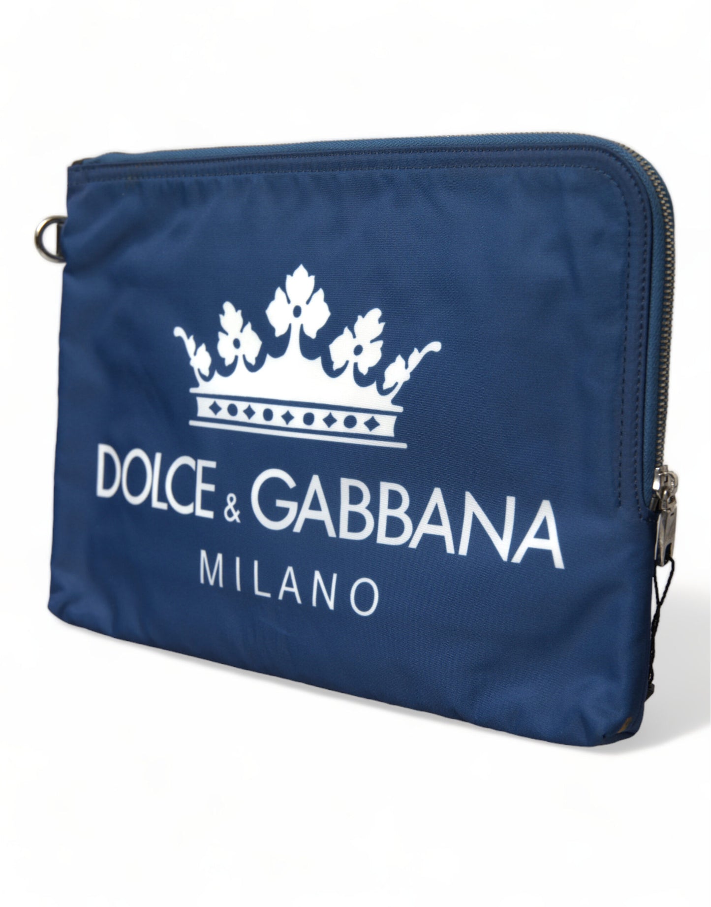 Dolce &amp; Gabbana Elegant blue nylon clutch with zipper