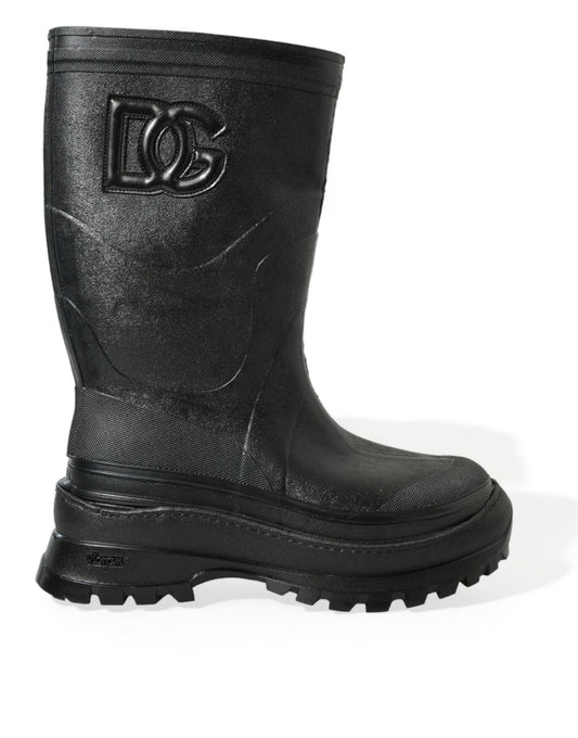 Dolce &amp; Gabbana Elegant metallic rubber rain boots with DG logo