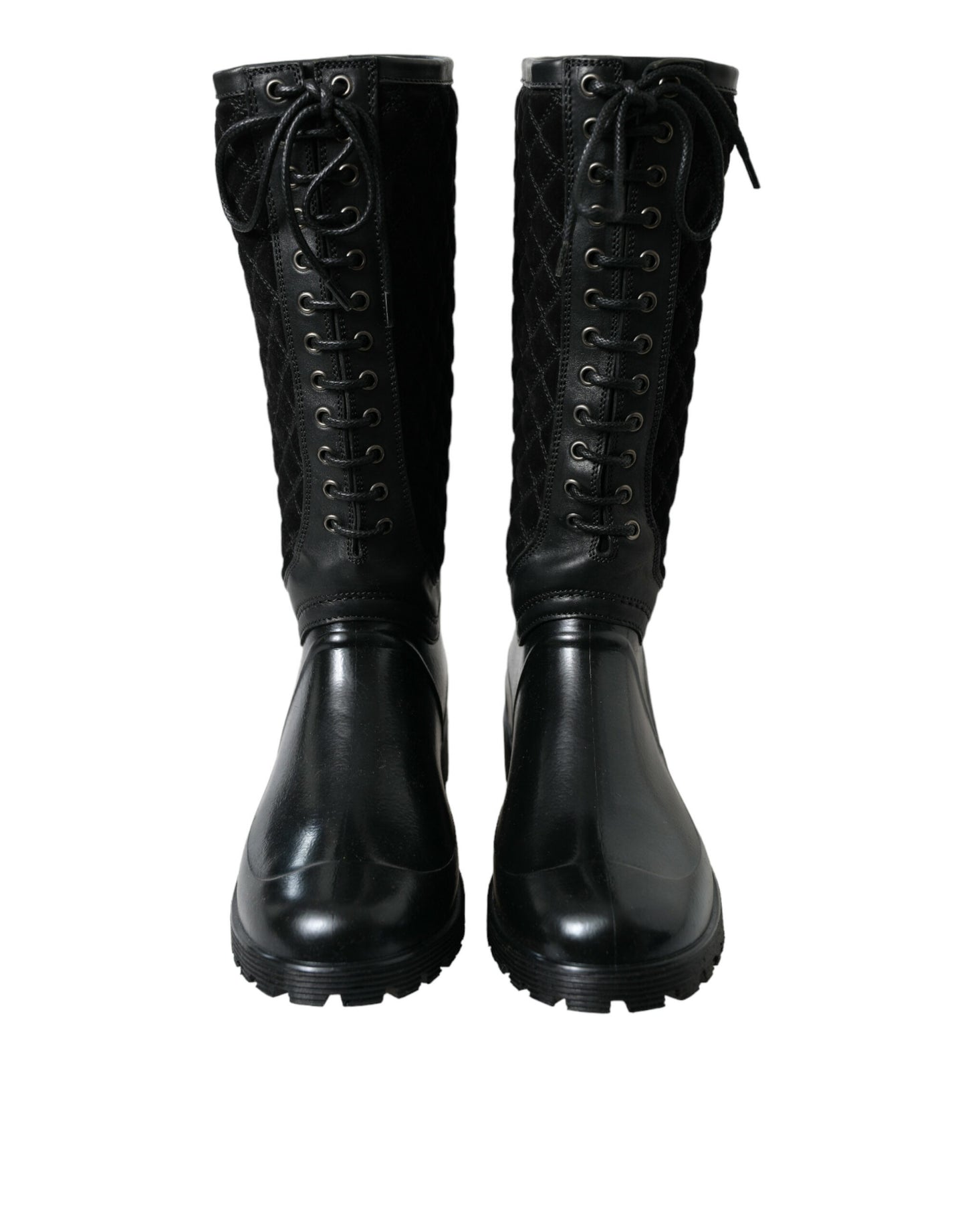 Dolce &amp; Gabbana Elegant quilted rain boots with laces