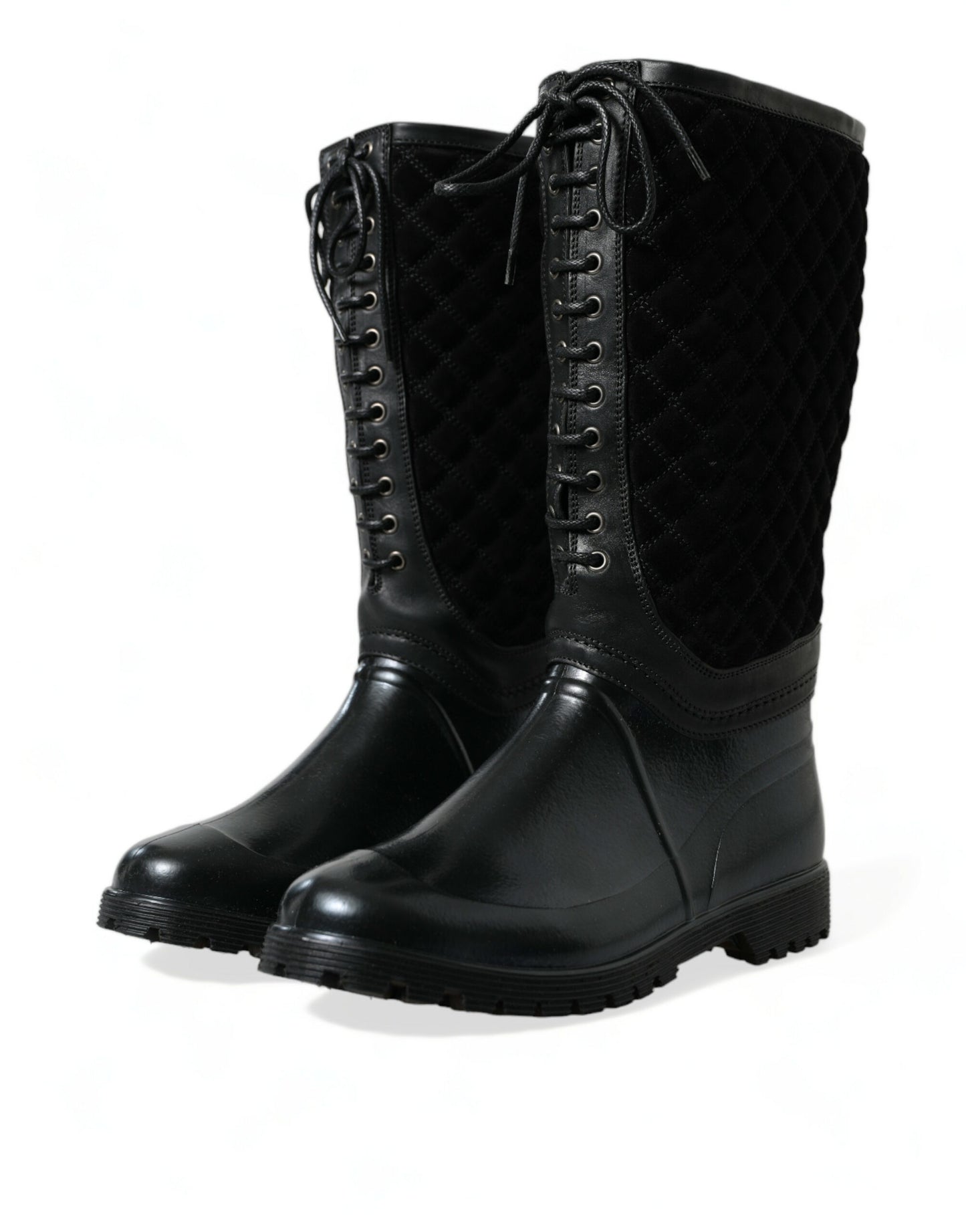 Dolce &amp; Gabbana Elegant quilted rain boots with laces