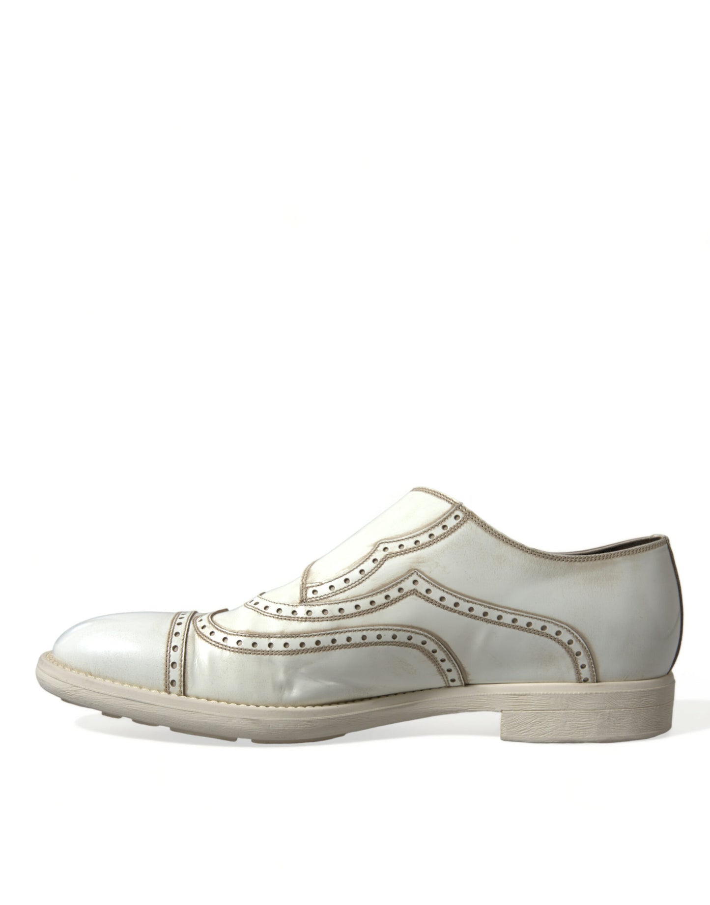 Dolce &amp; Gabbana Elegant Derby Shoes in White Leather