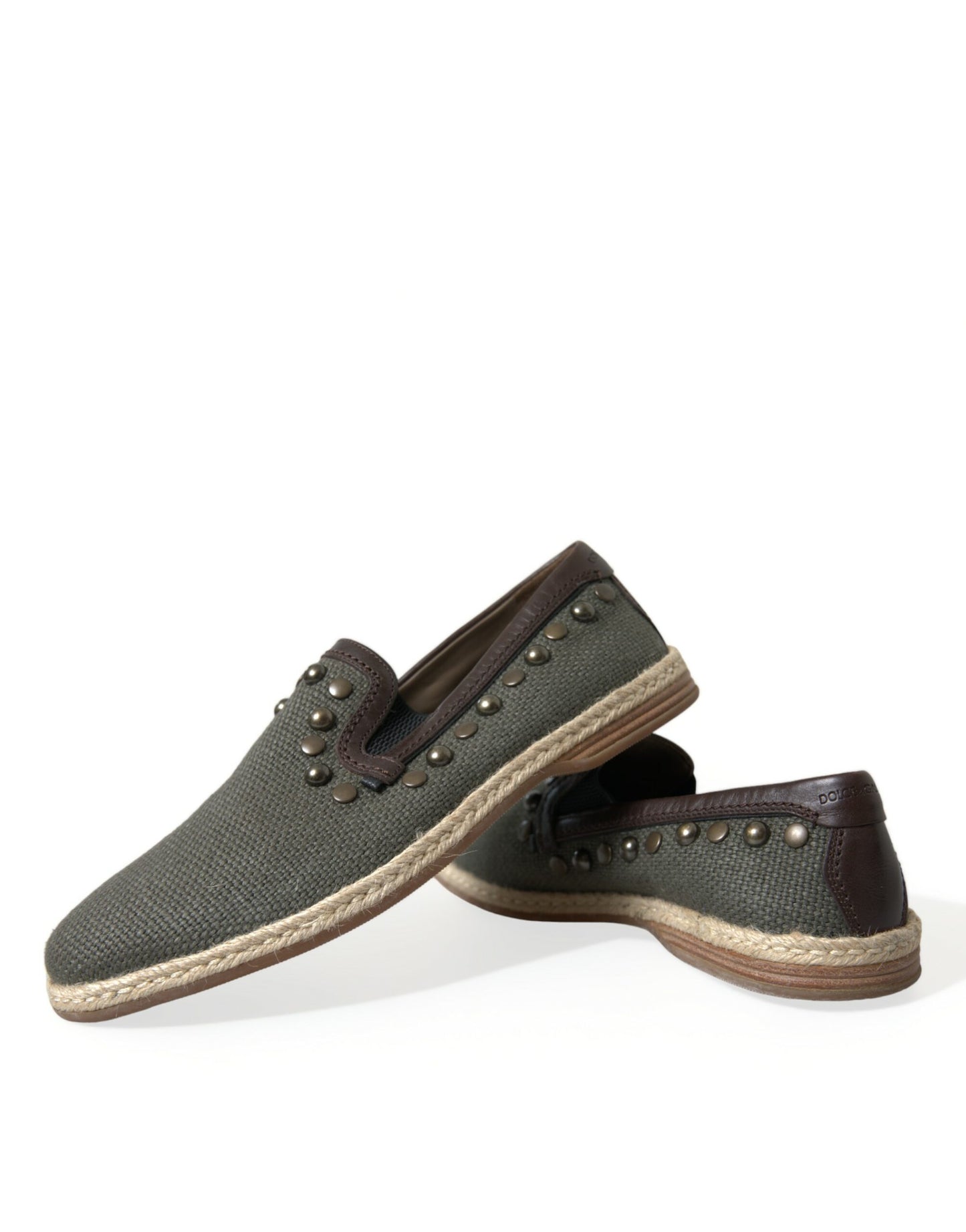 Dolce &amp; Gabbana Studded Canvas Slipper Shoes