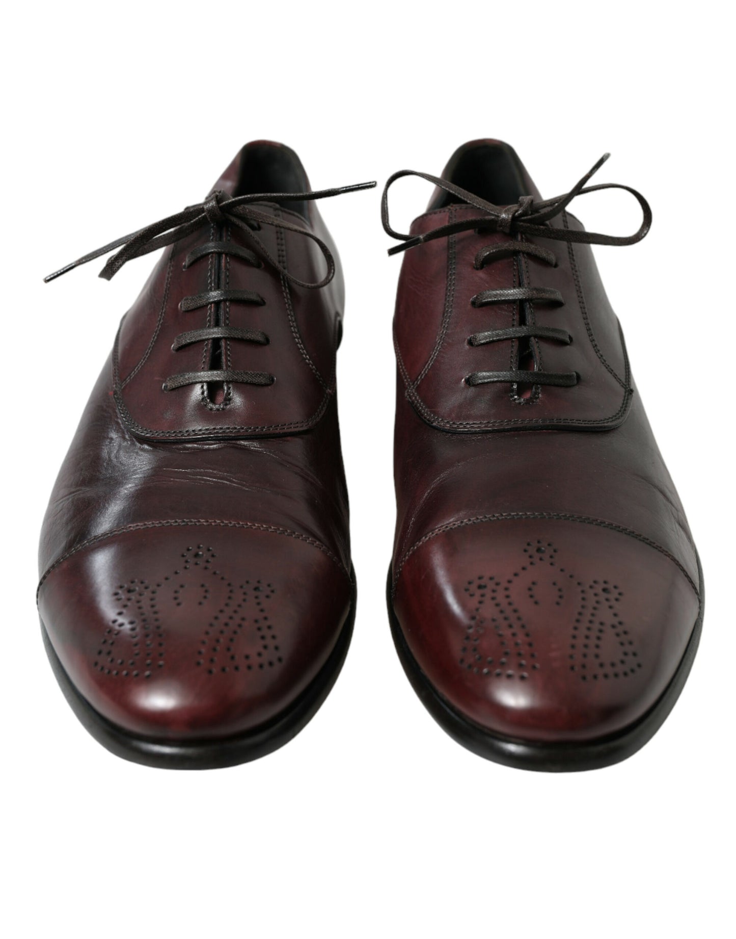 Dolce &amp; Gabbana Elegant Burgundy Leather Derby Shoes