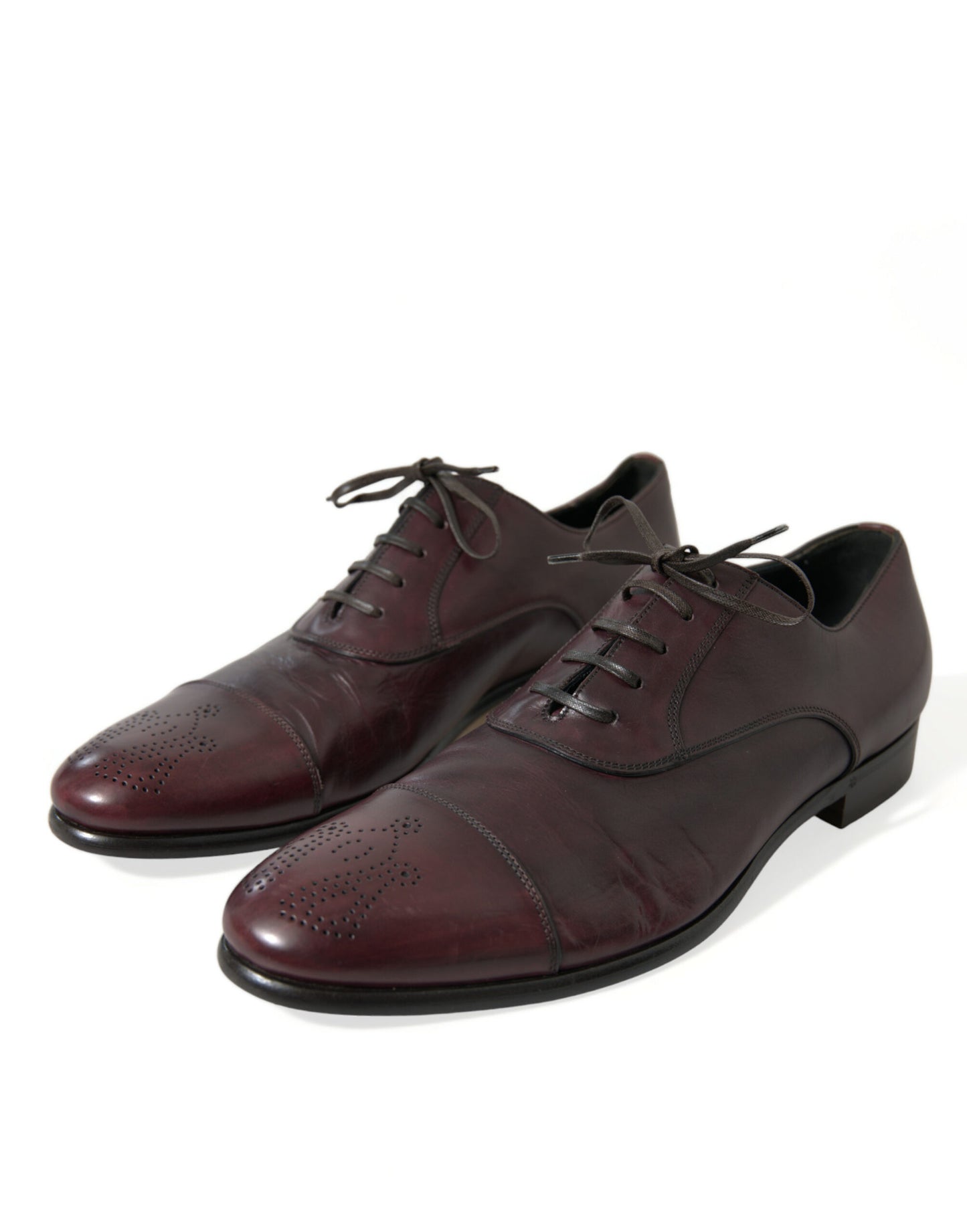 Dolce &amp; Gabbana Elegant Burgundy Leather Derby Shoes