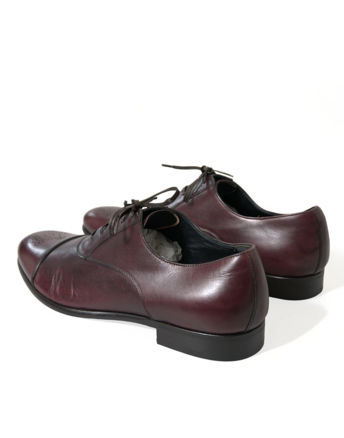 Dolce &amp; Gabbana Elegant Burgundy Leather Derby Shoes