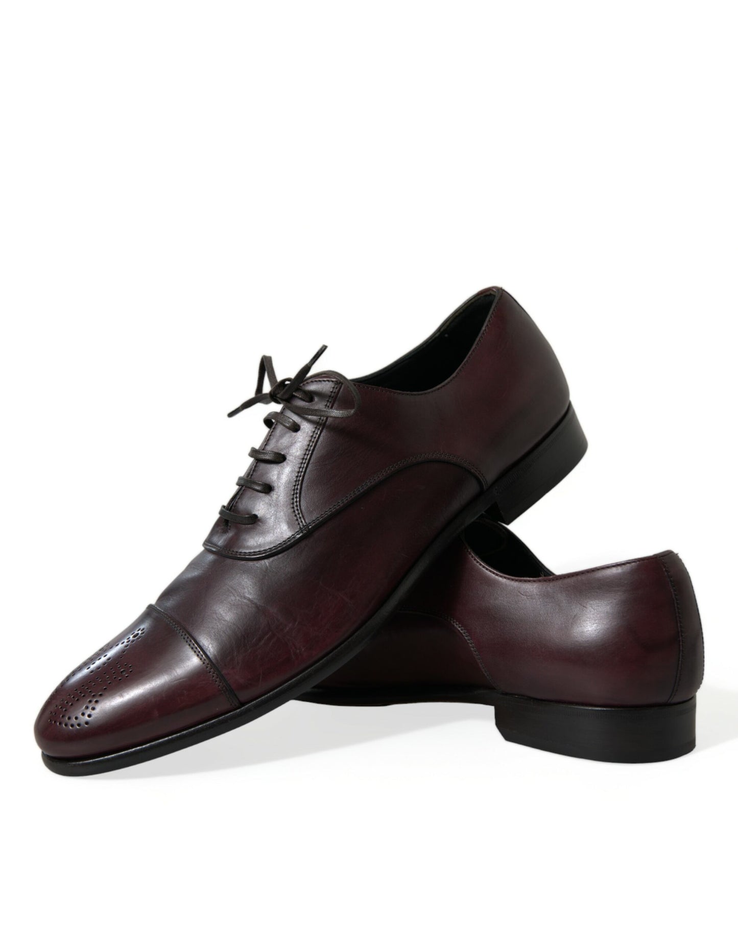 Dolce &amp; Gabbana Elegant Burgundy Leather Derby Shoes