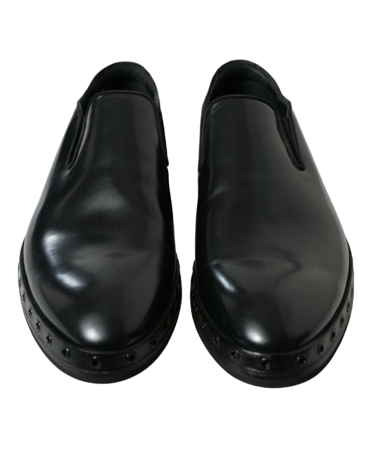 Dolce & Gabbana Elegante Nieten-Loafer aus schwarzem Leder