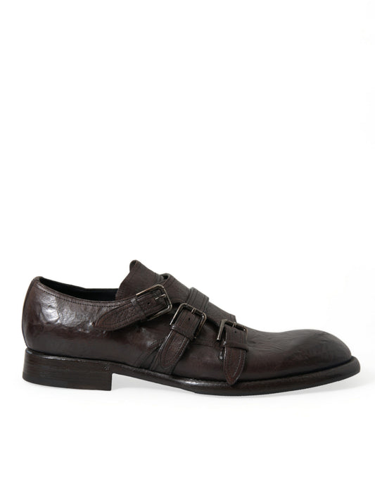 Dolce &amp; Gabbana Elegant leather shoes with triple buckle