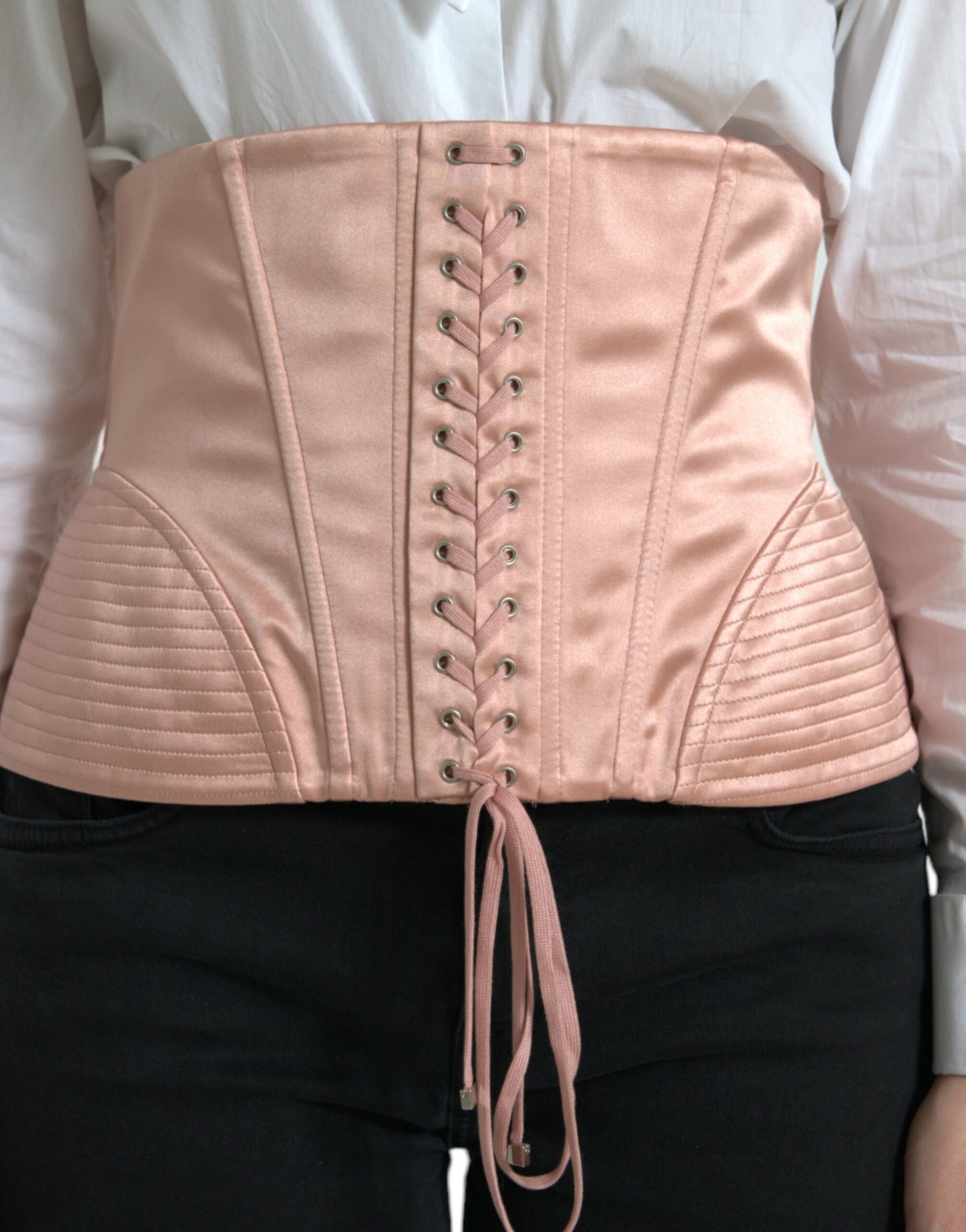 Dolce &amp; Gabbana Elegant pink corset belt with lacing