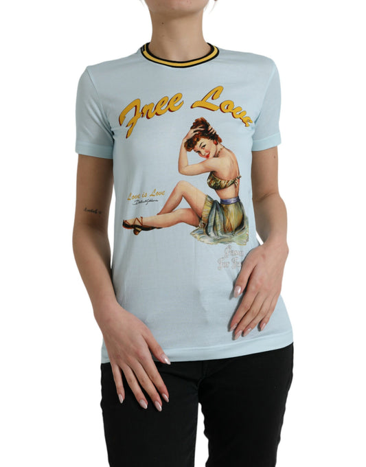 Dolce &amp; Gabbana Elegant T-shirt in light blue cotton