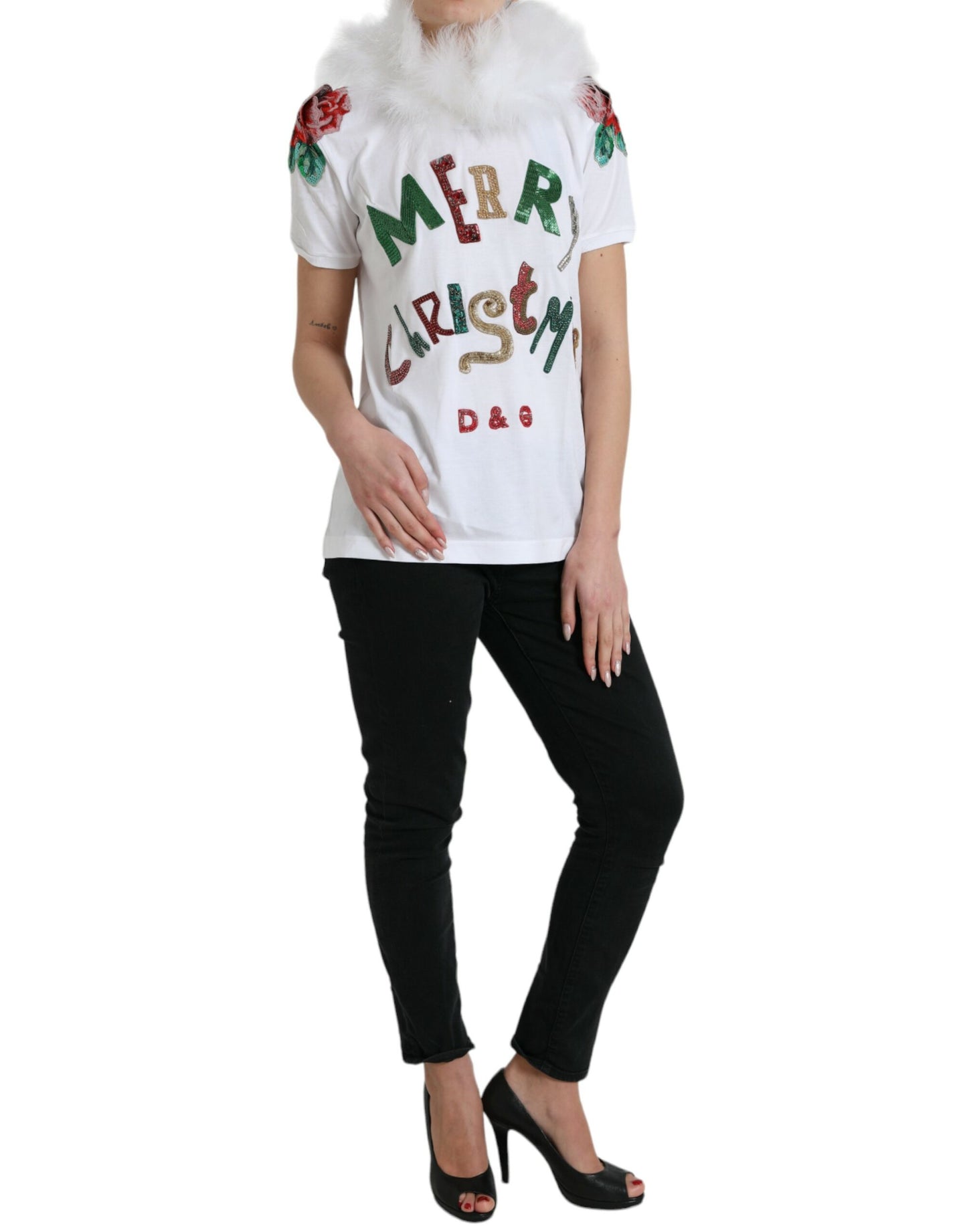 Dolce &amp; Gabbana Elegant Cotton T-Shirt with Sequins