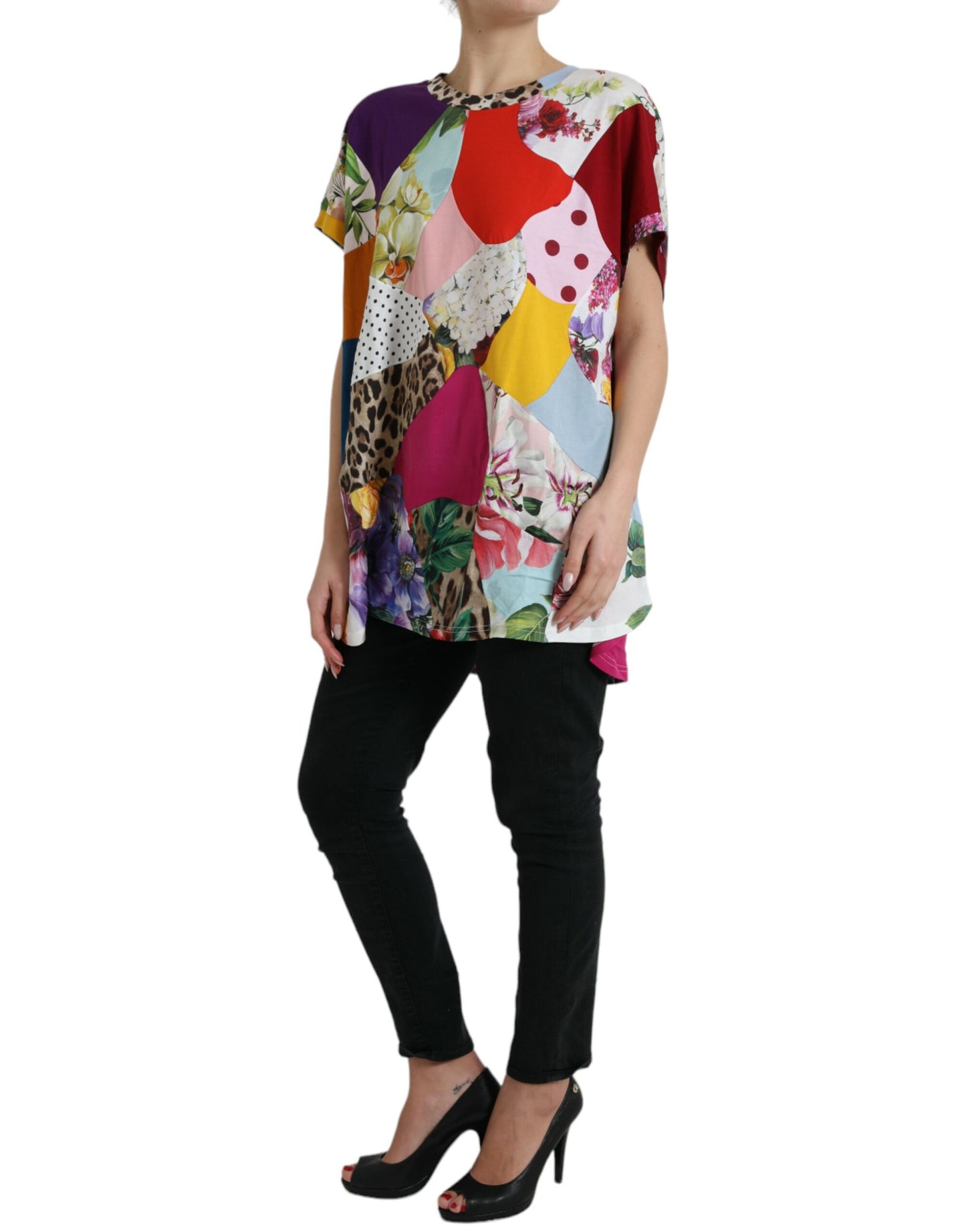 Dolce &amp; Gabbana Multicolor Cotton Silk Patchwork Blouse