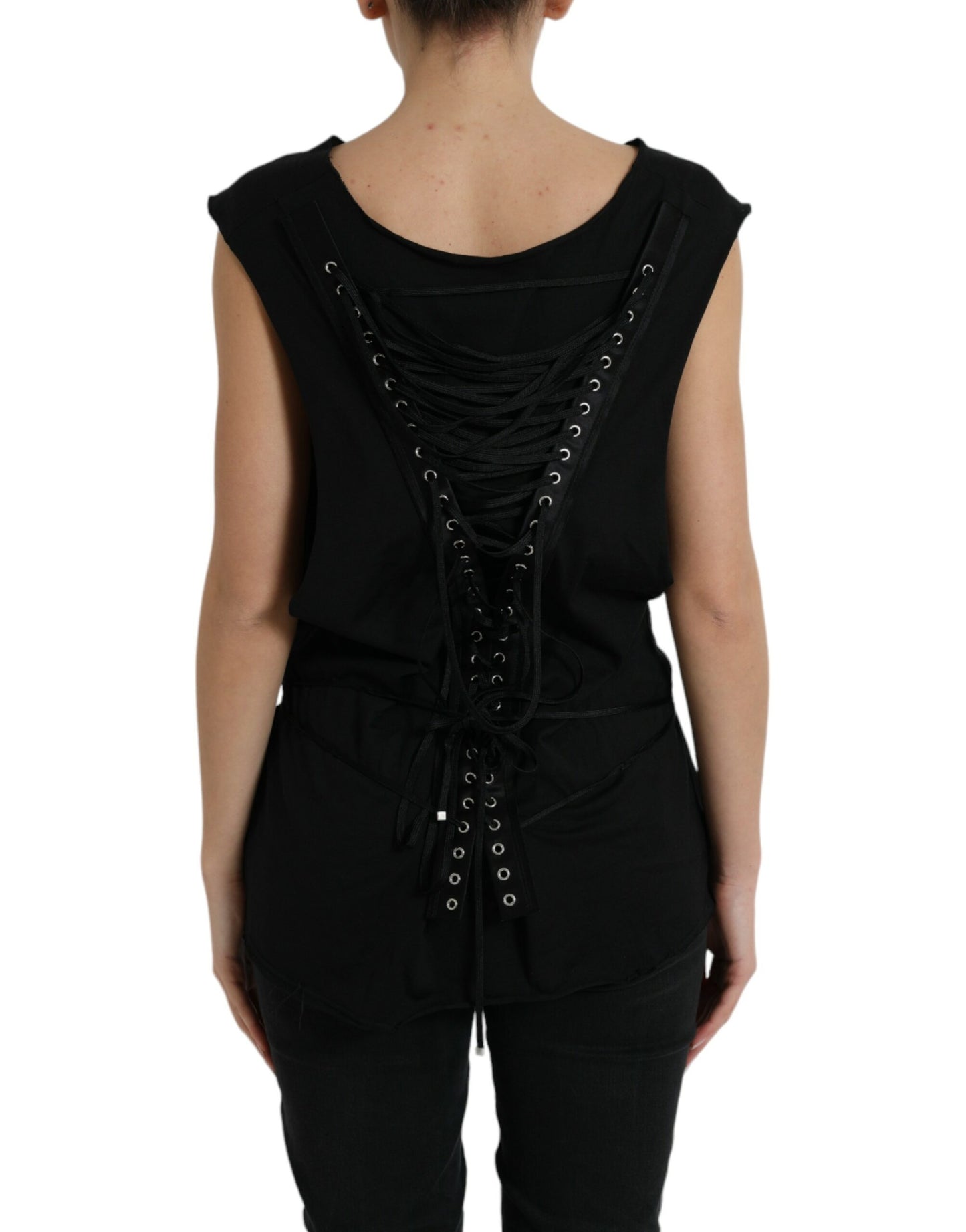 Dolce &amp; Gabbana Elegant black tank top with round neck