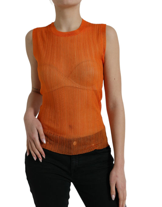 Dolce &amp; Gabbana Chic Orange Crew Neck Tank Top