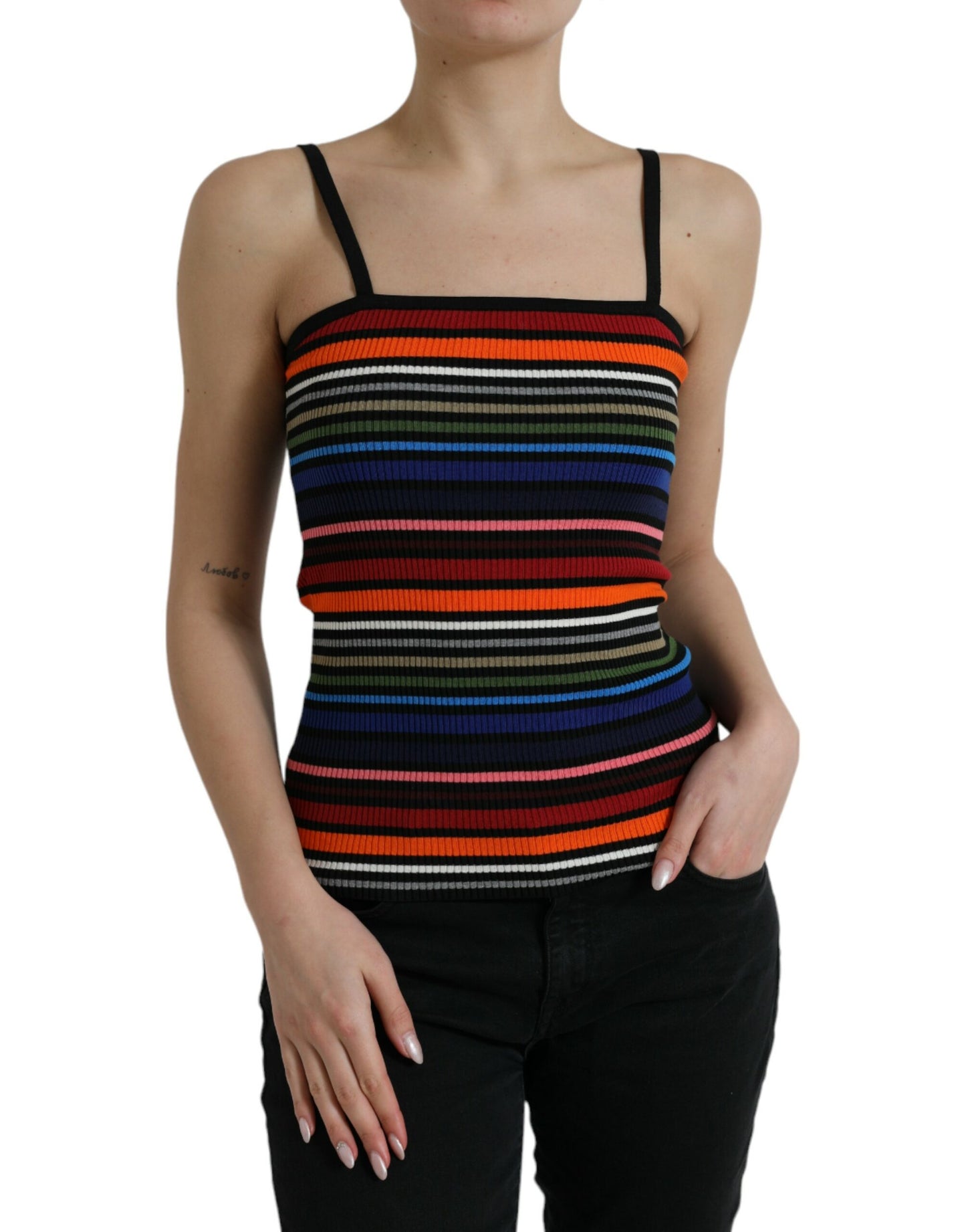 Dolce &amp; Gabbana Chic Striped Spaghetti Strap Top