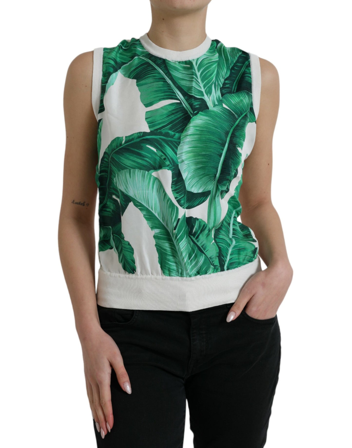 Dolce &amp; Gabbana banana leaf print silk top