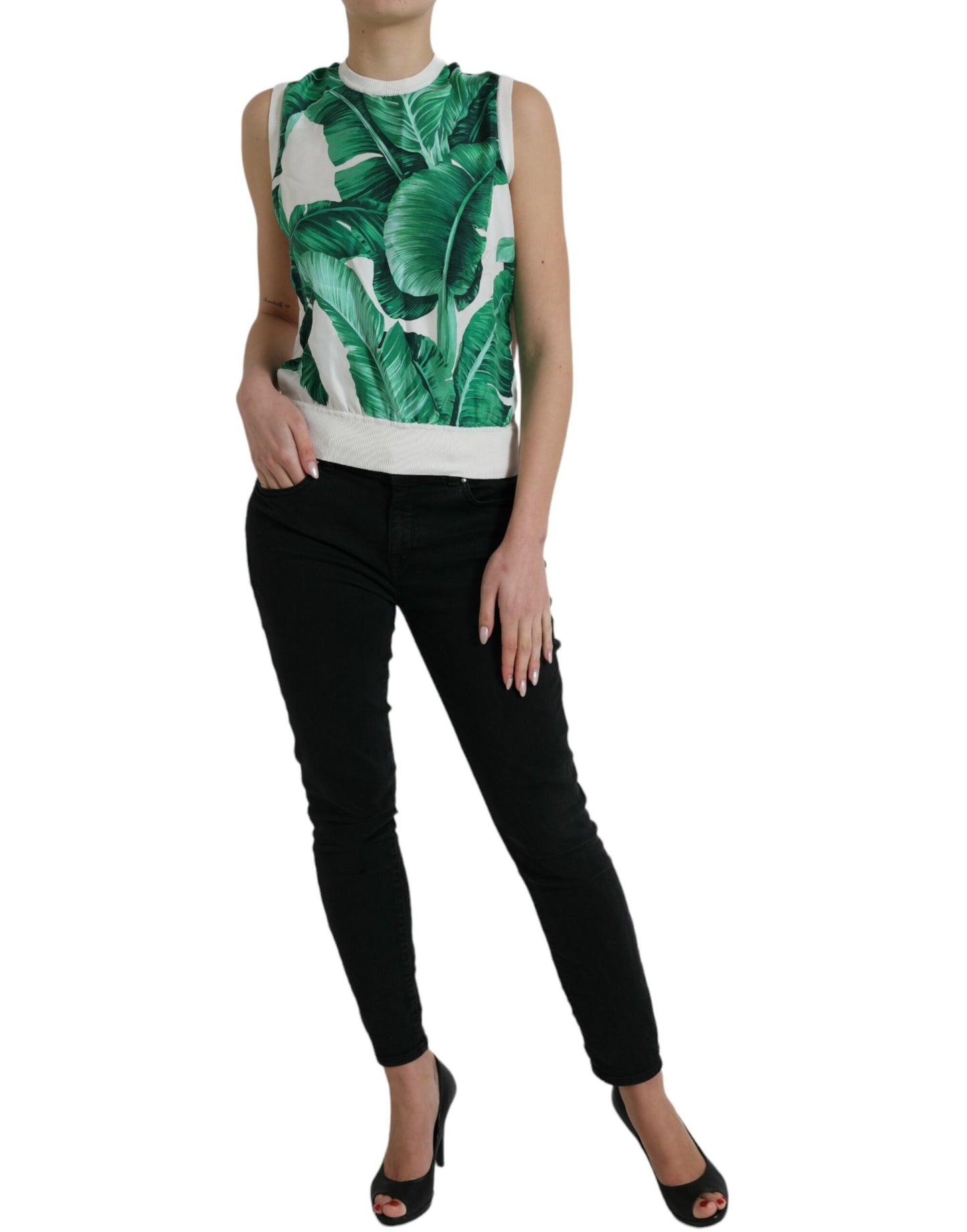 Dolce &amp; Gabbana banana leaf print silk top