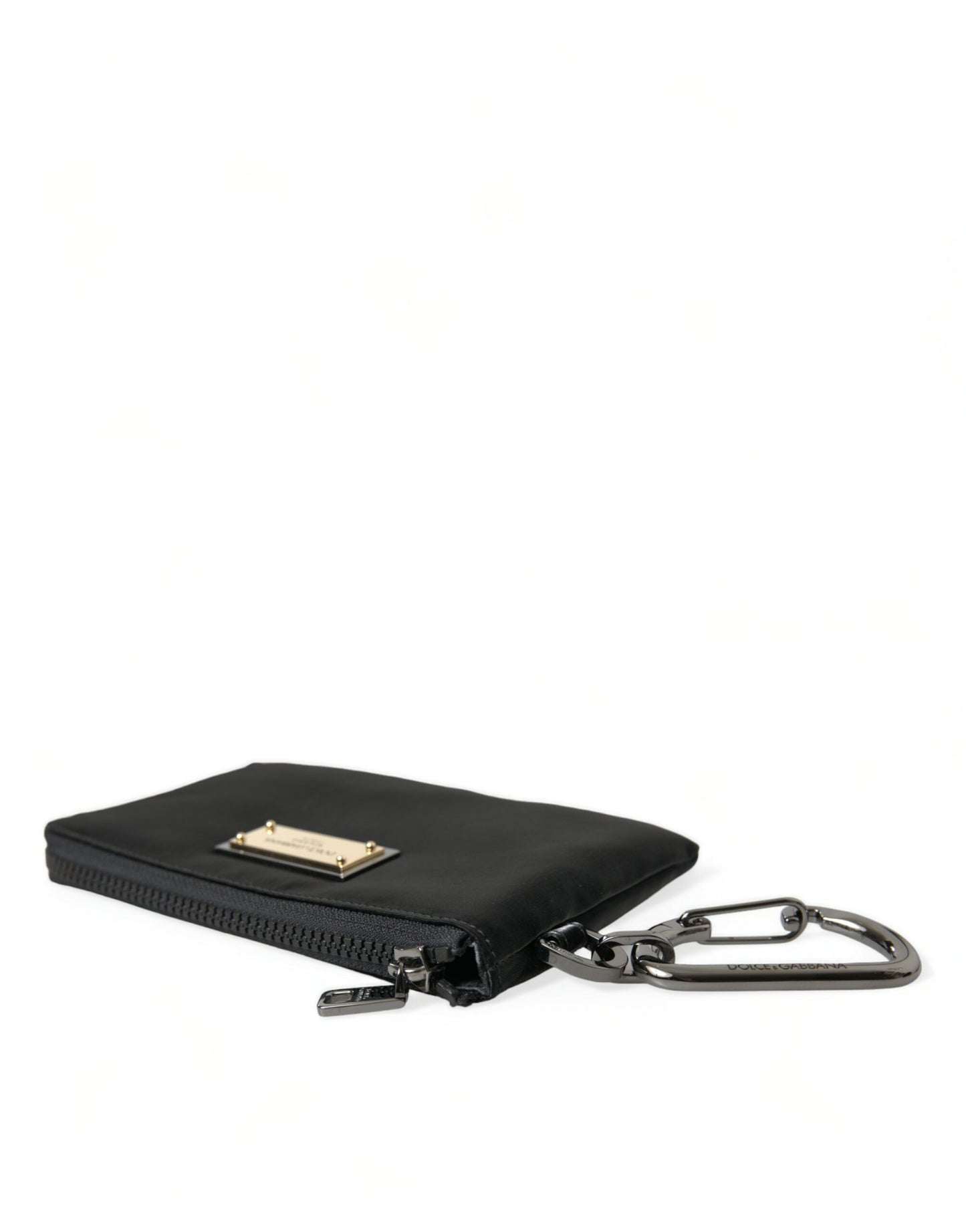 Dolce &amp; Gabbana Elite Black Nylon &amp; Leather Case with Logo Detail