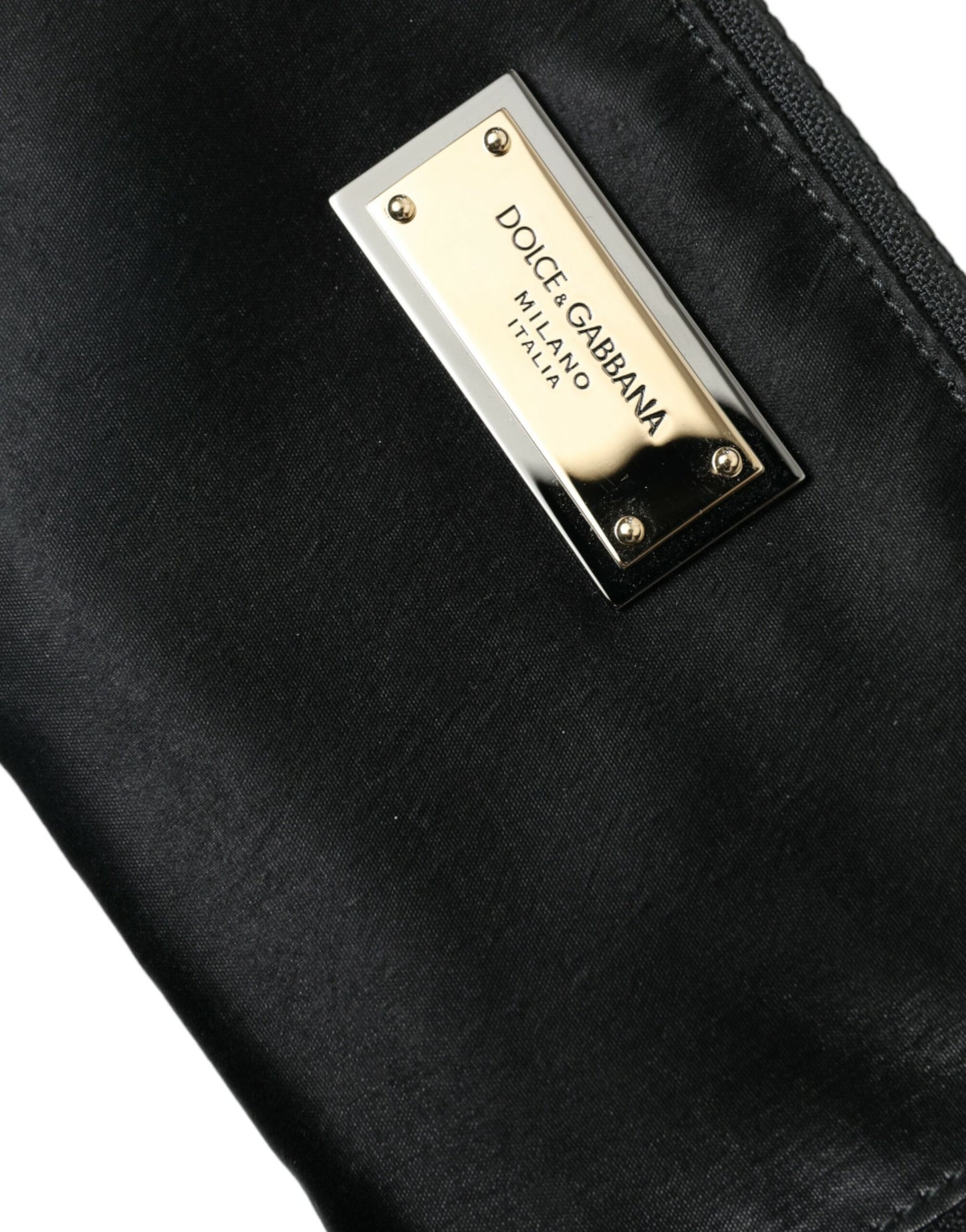 Dolce &amp; Gabbana Elite Black Nylon &amp; Leather Case with Logo Detail