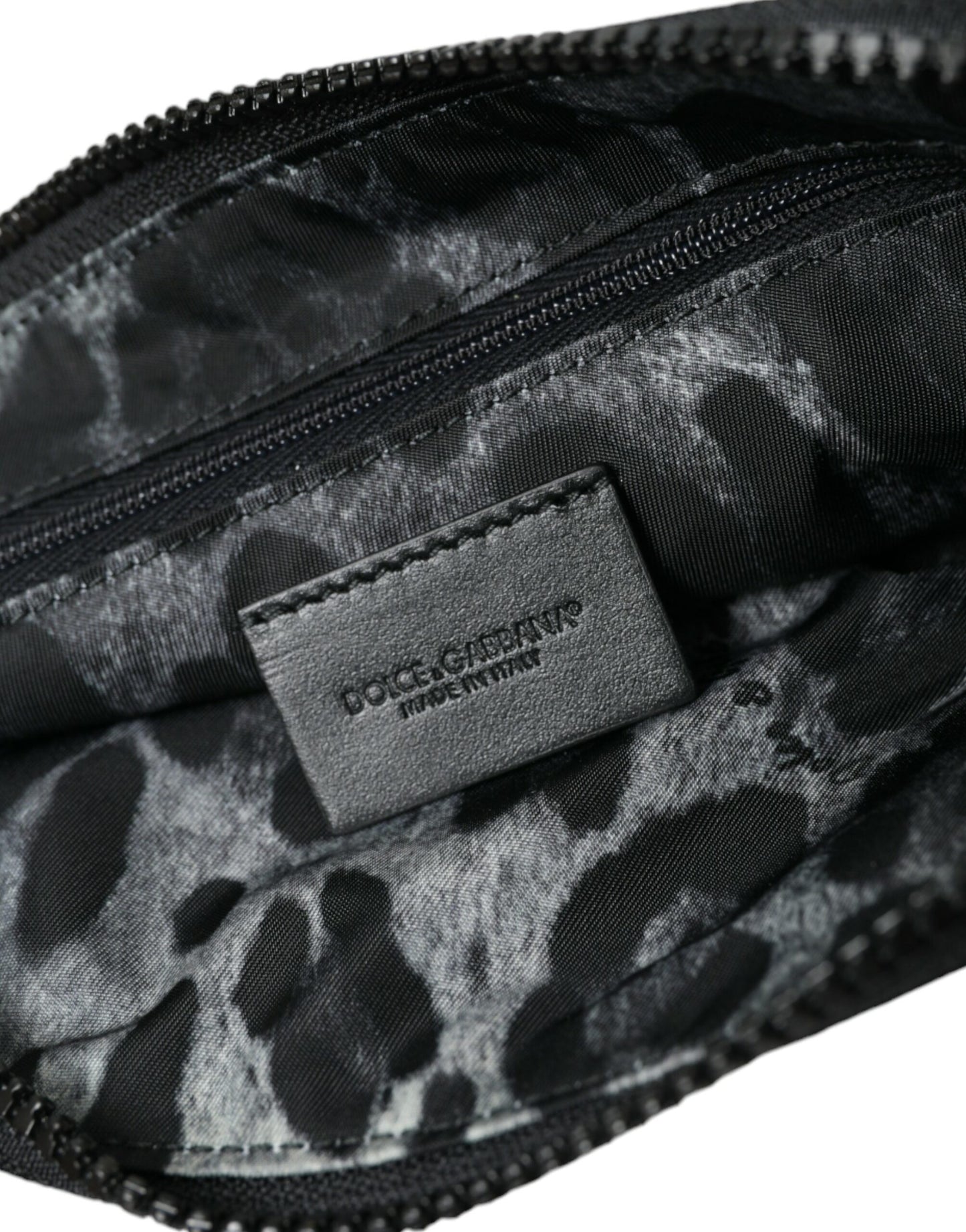 Dolce &amp; Gabbana Elite Black Nylon &amp; Leather Case with Logo Detail