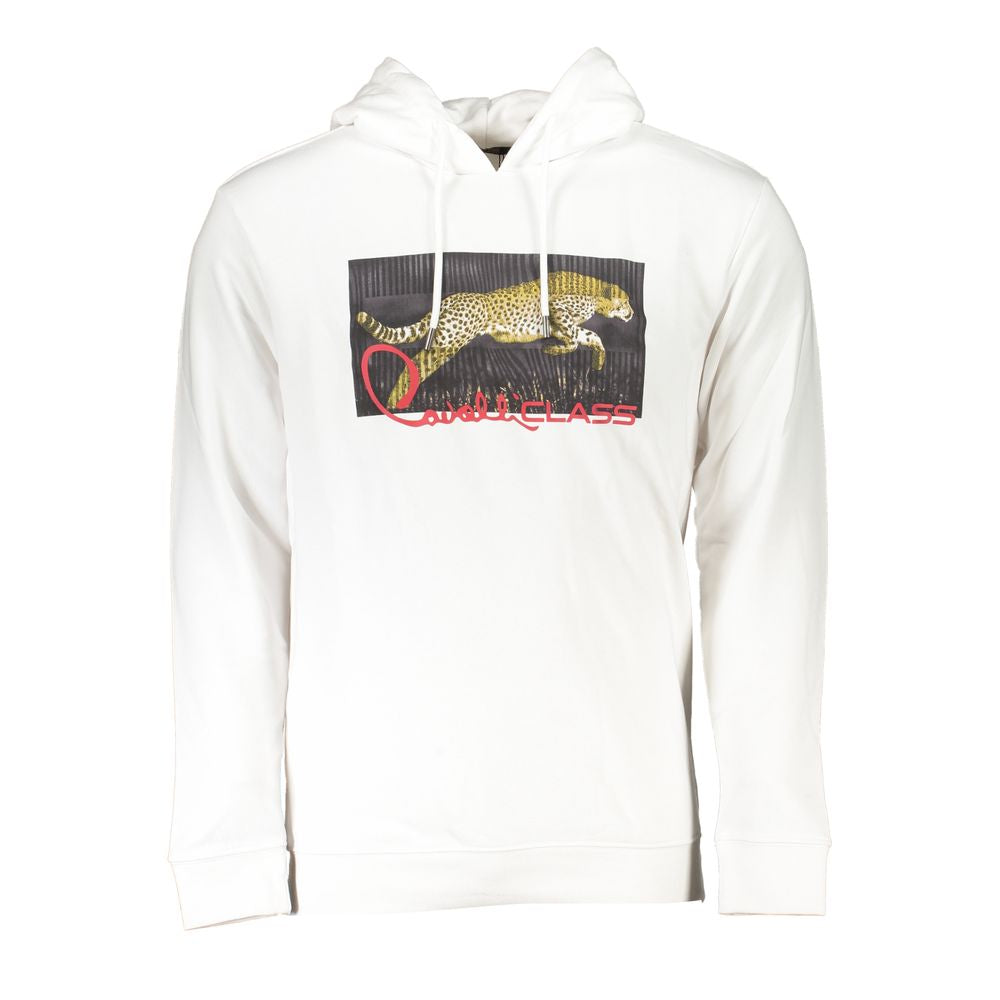 Cavalli Class Weißer Baumwollpullover für Männer