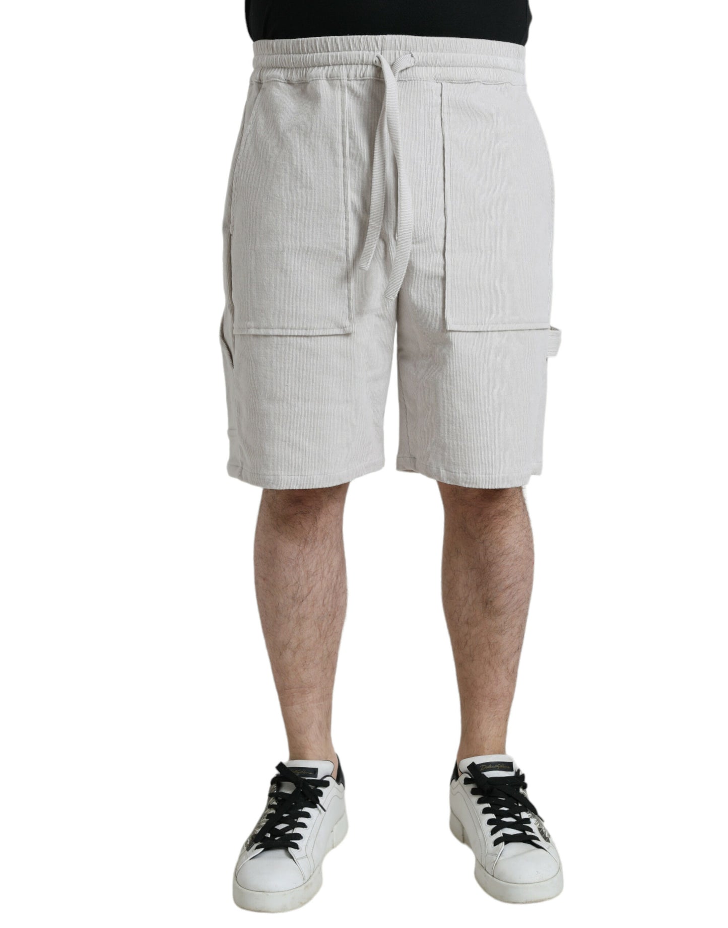 Dolce &amp; Gabbana Bermuda shorts for men in beige cotton corduroy