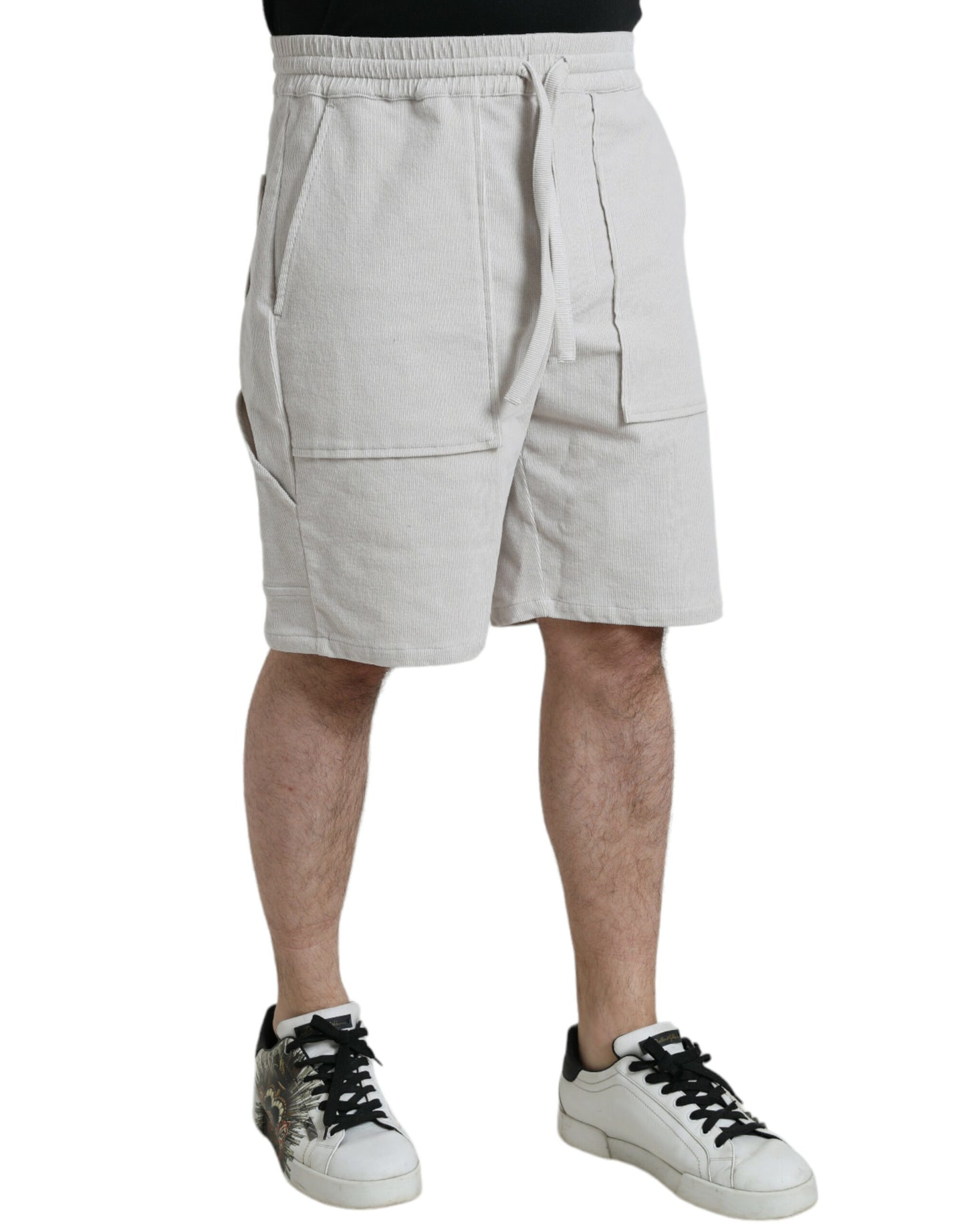 Dolce &amp; Gabbana Bermuda shorts for men in beige cotton corduroy