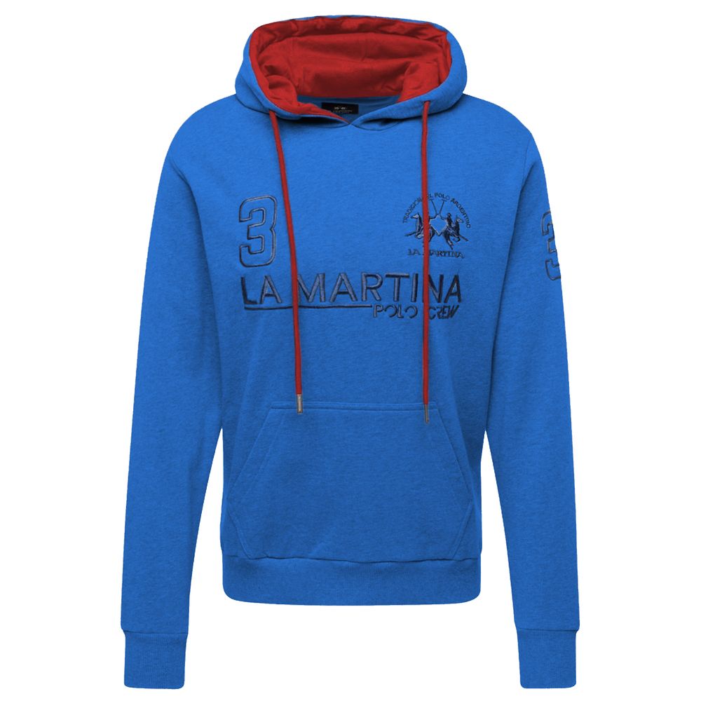 La Martina Chic blue cotton hooded sweatshirt