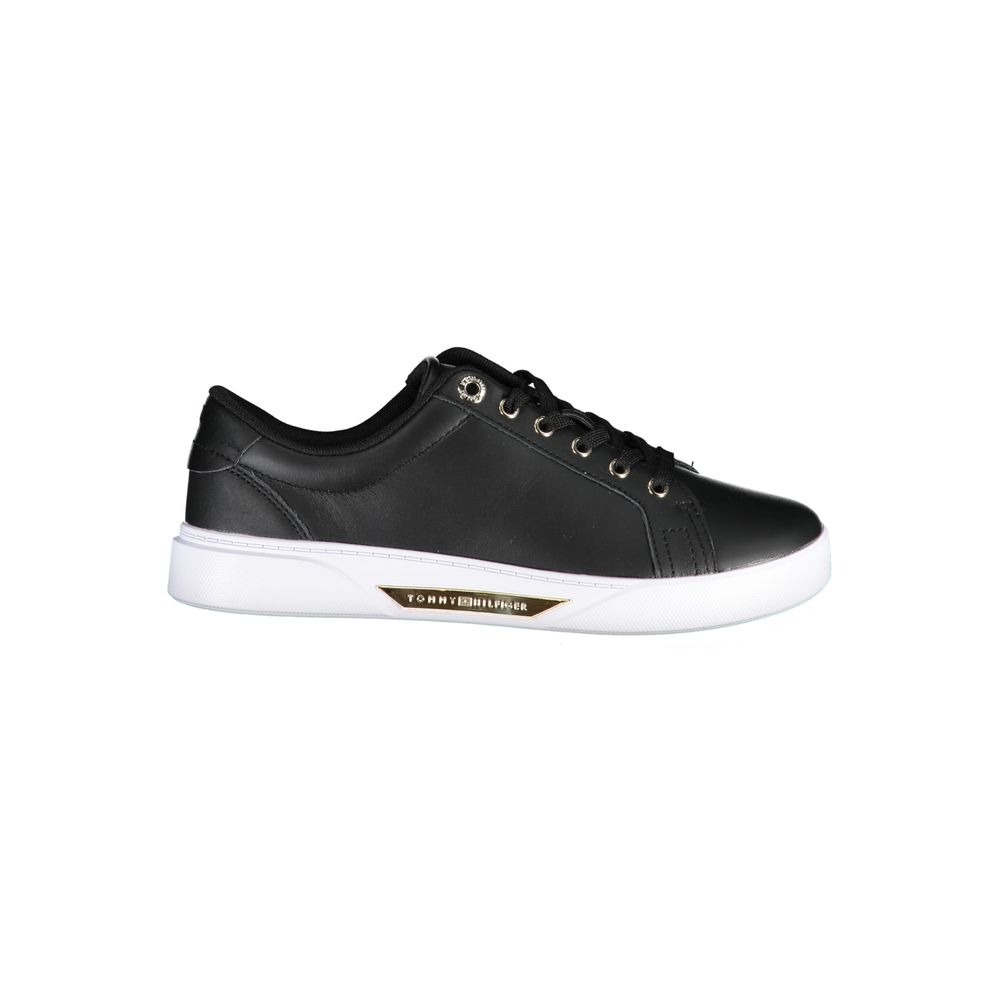 Tommy Hilfiger Black Leather Women's Sneakers