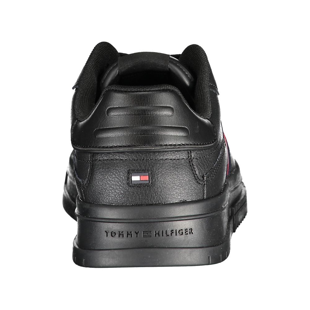 Tommy Hilfiger Black Leather Men's Sneakers